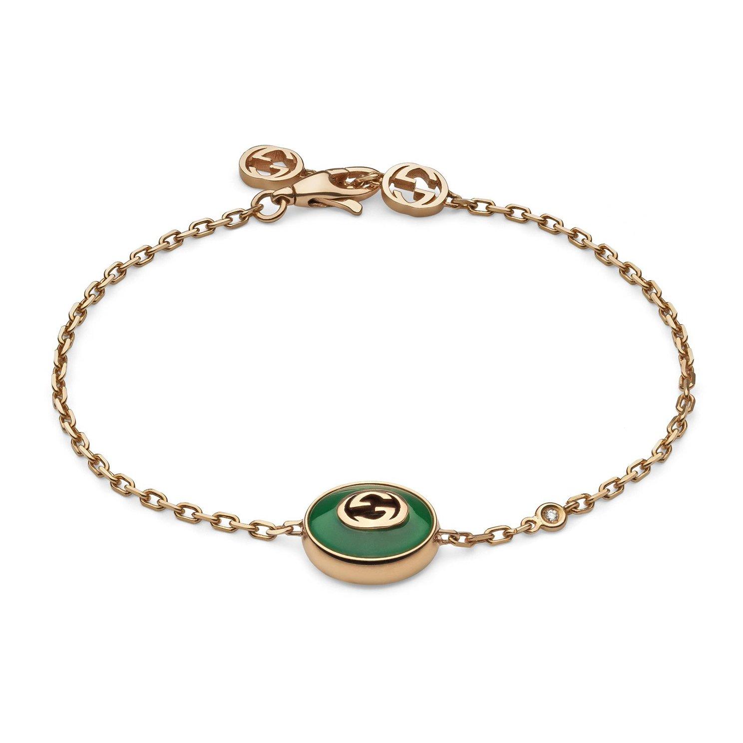 Gucci Interlocking 18ct Rose Gold Diamond Bracelet