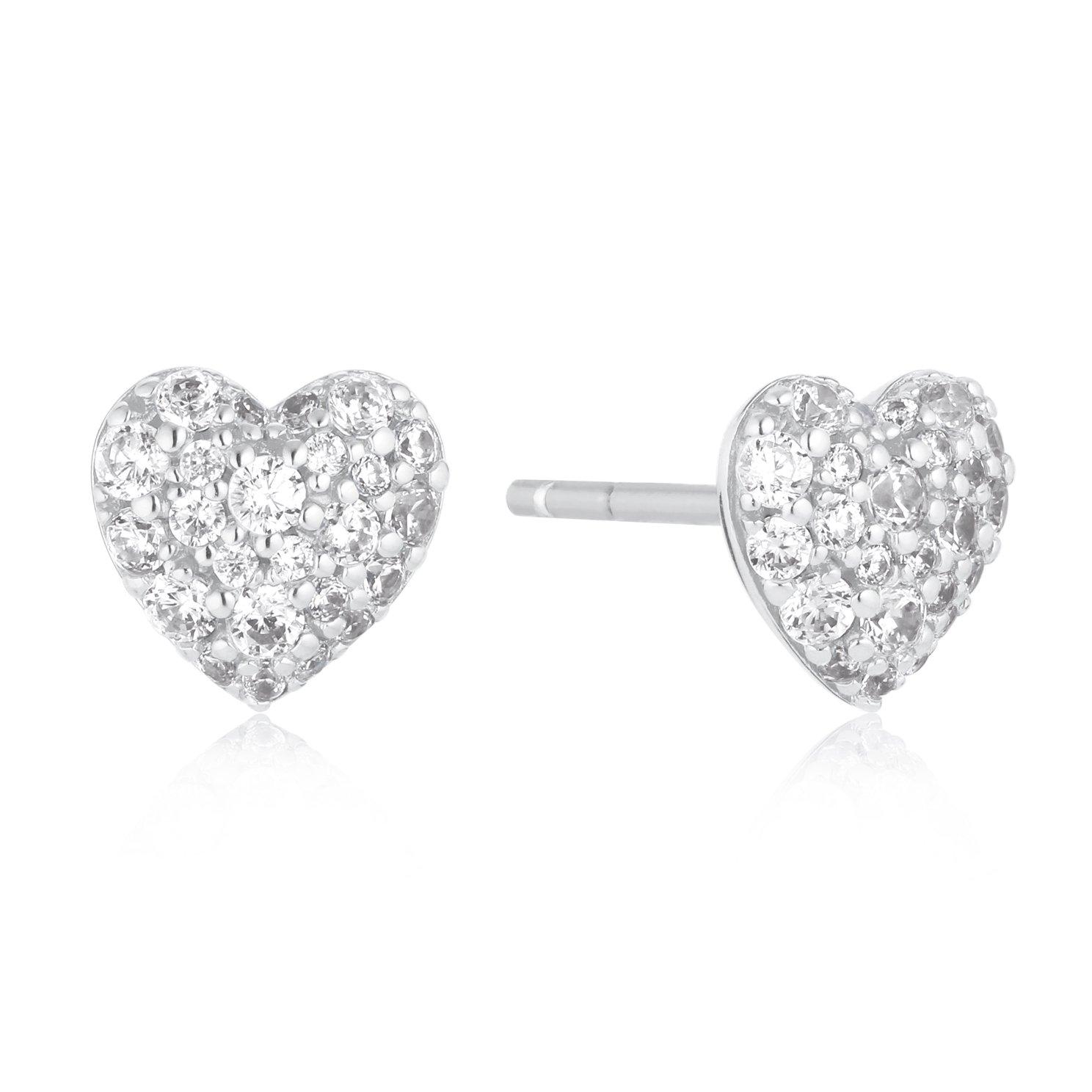 Sif Jakobs Caro Silver Cubic Zirconia Heart Stud Earrings