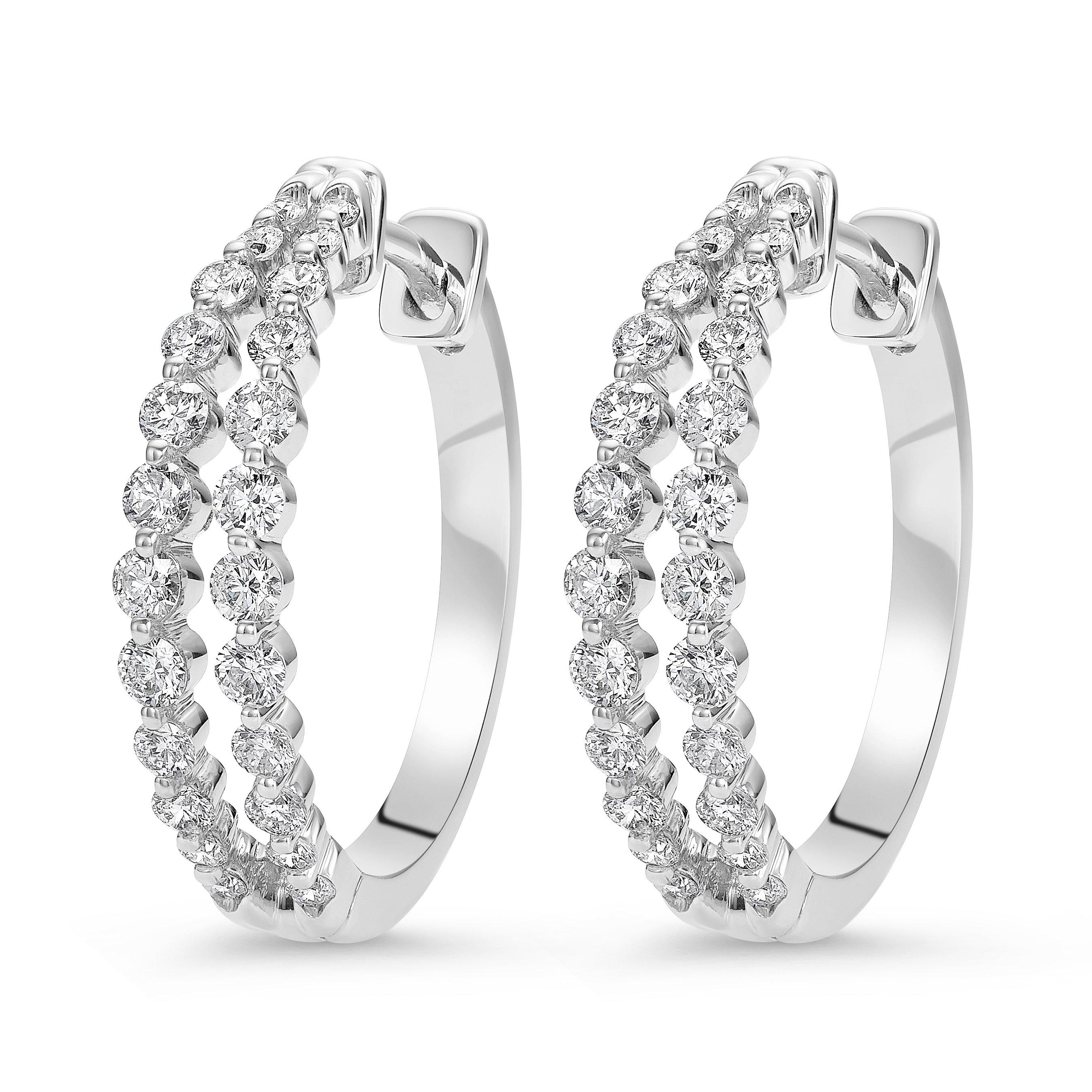 Beaverbrooks Starlit 18ct White Gold Diamond Hoop Earrings