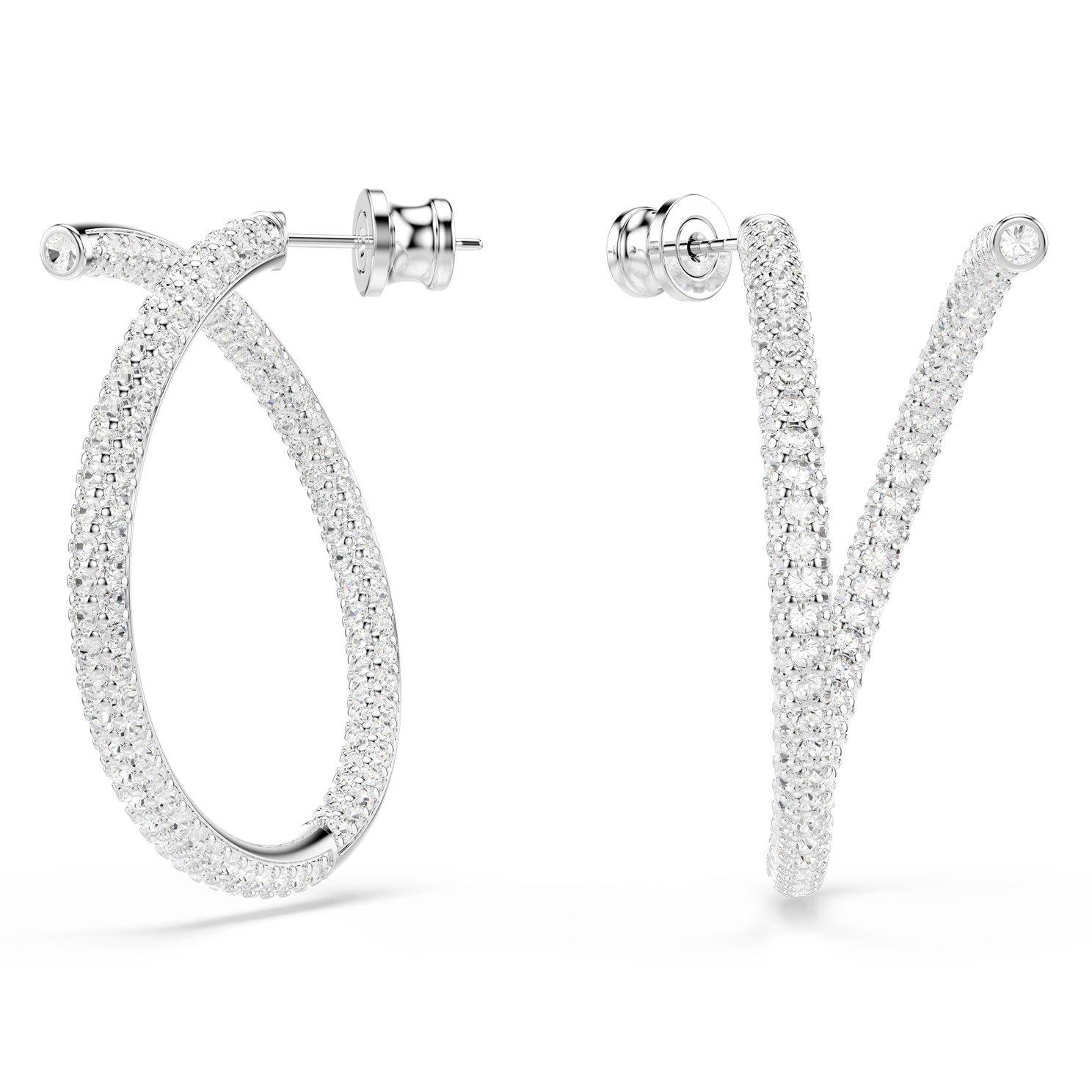 Swarovski Dextera Silver Crystal Hoop Earrings