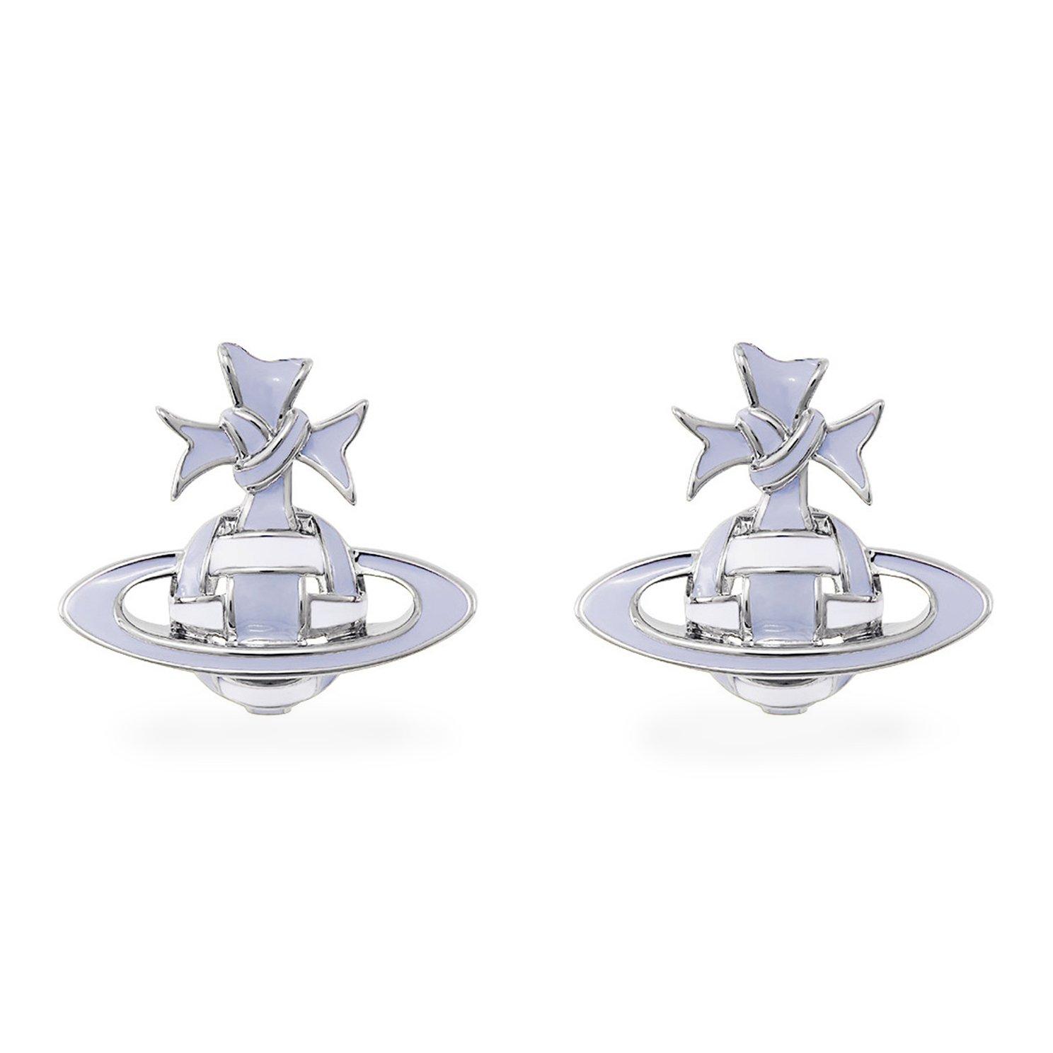 Vivienne Westwood Blue Ribbon Silver Stud Earrings