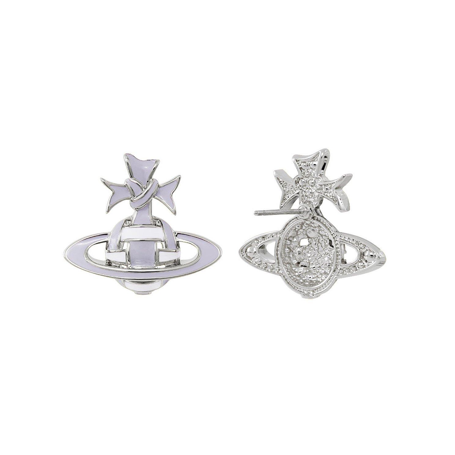 Vivienne Westwood Blue Ribbon Silver Stud Earrings 3 Vivienne Westwood Blue Ribbon Silver Stud Earrings