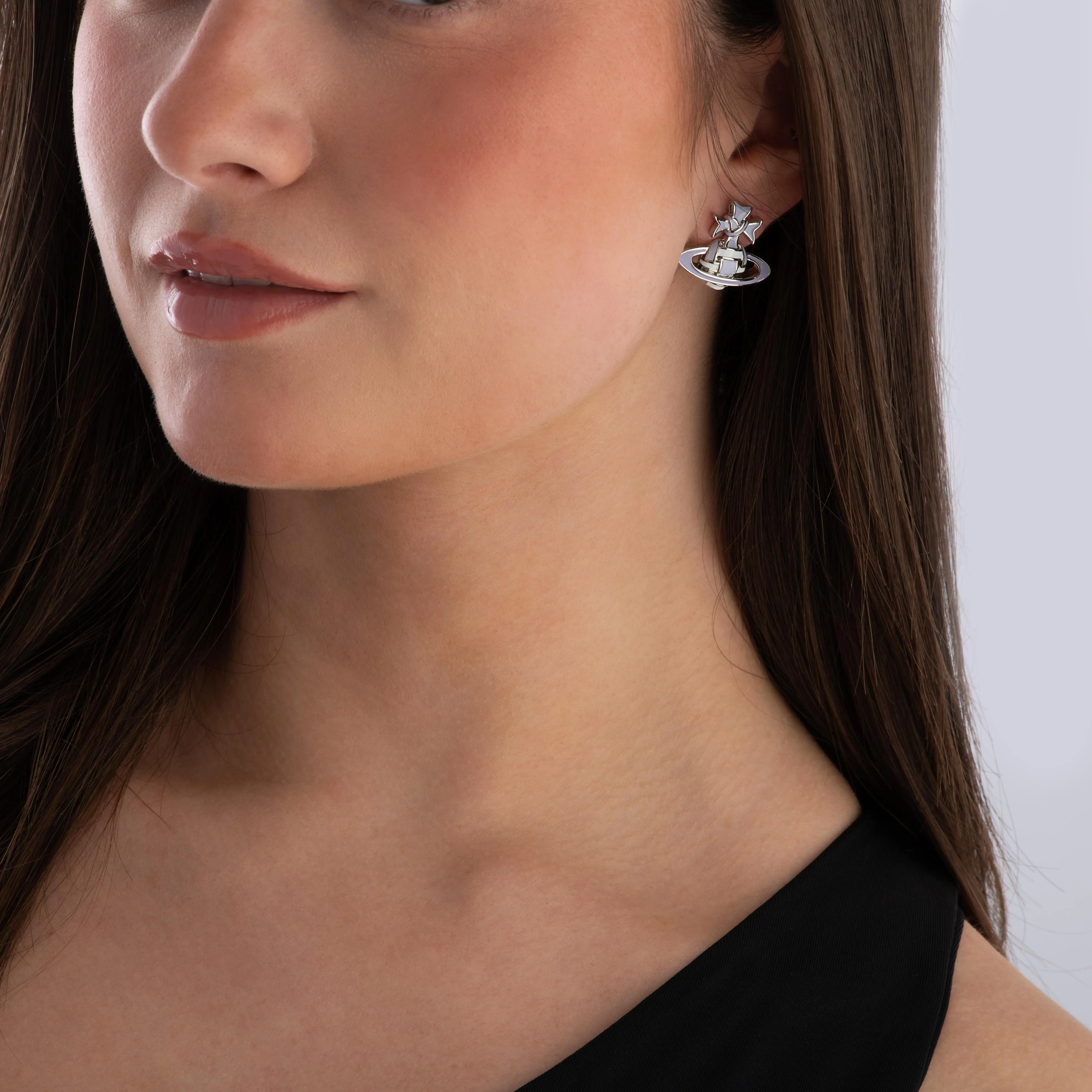 Vivienne Westwood Blue Ribbon Silver Stud Earrings 4 Vivienne Westwood Blue Ribbon Silver Stud Earrings