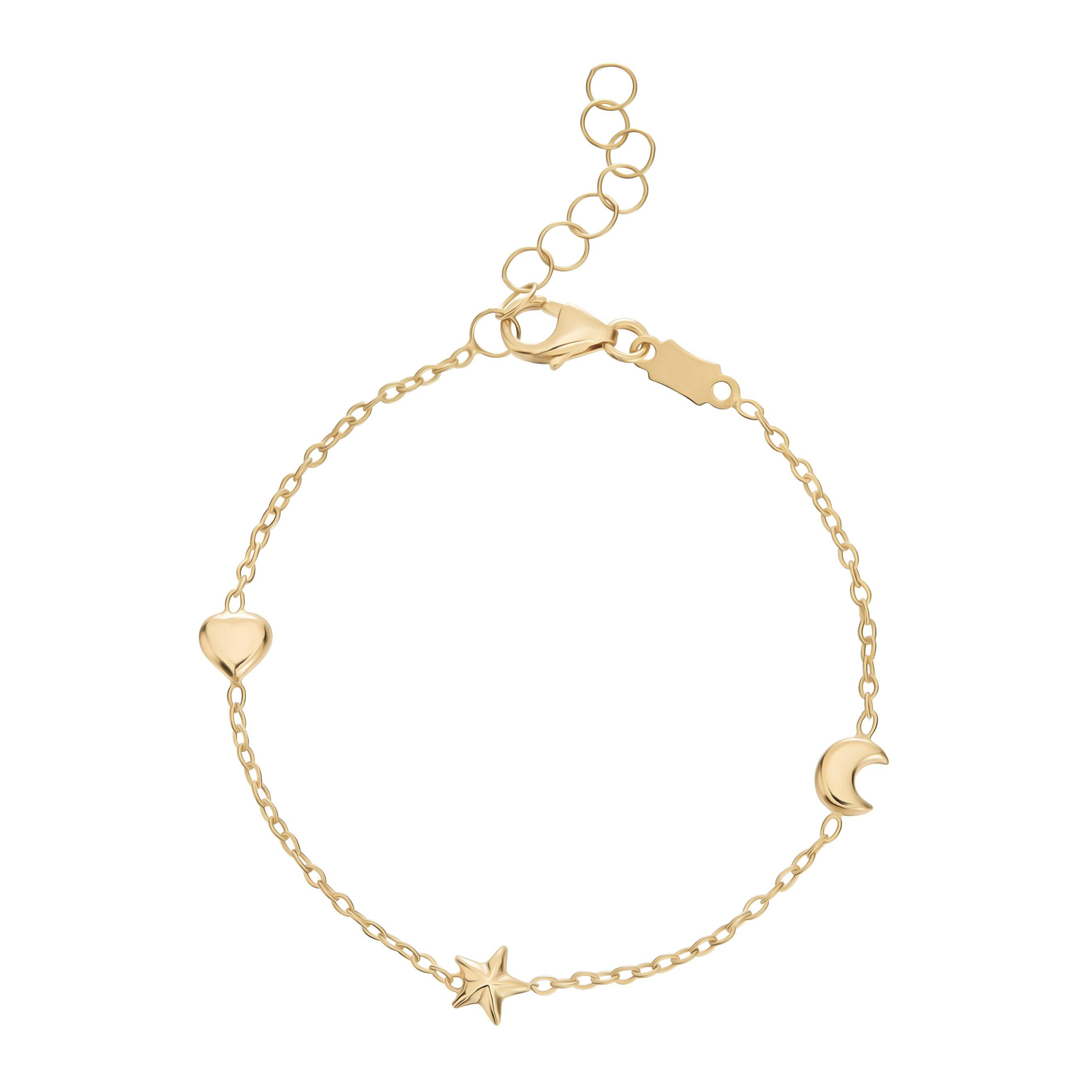 Beaverbrooks Mini B 9ct Yellow Gold Star and Moon Bracelet