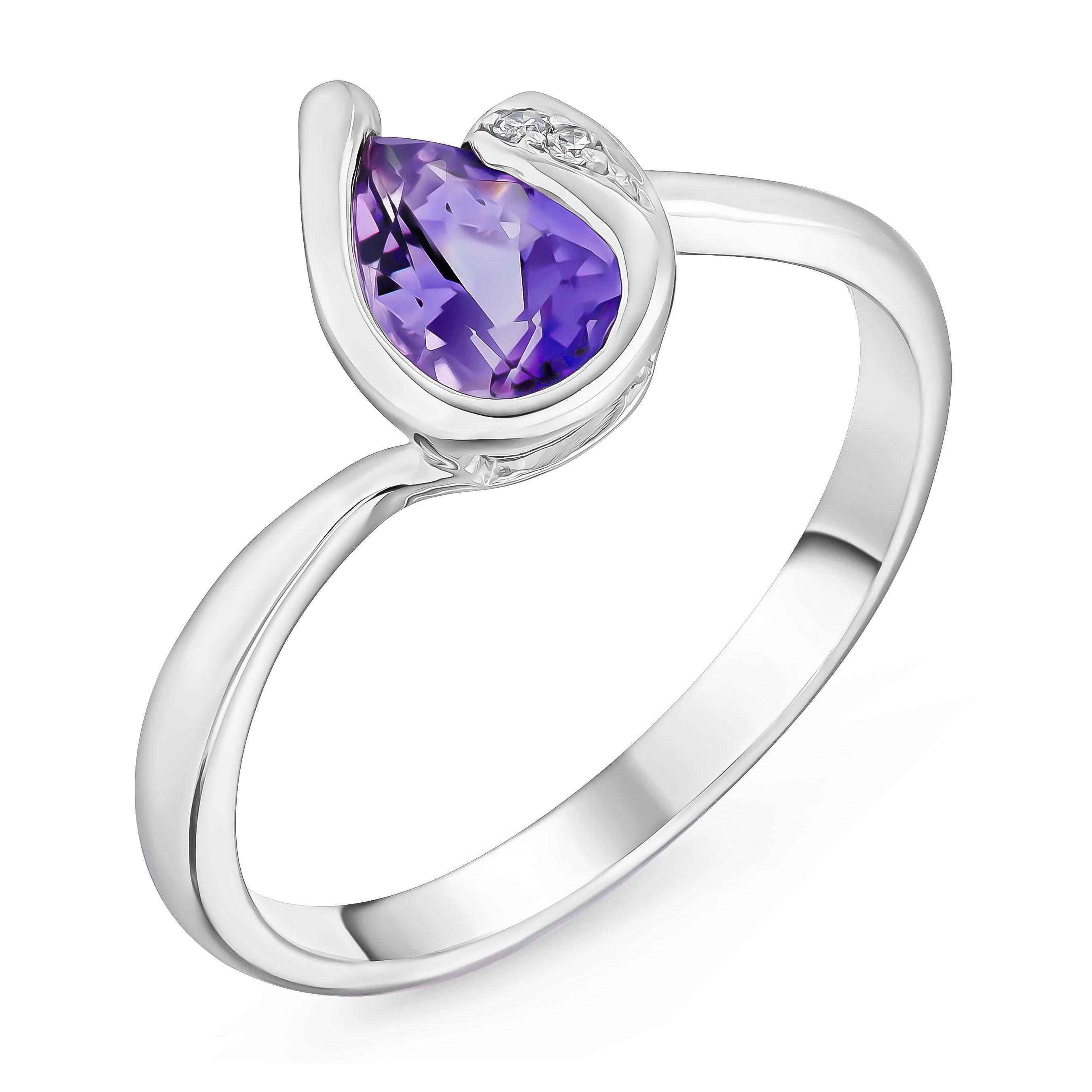Beaverbrooks 9ct White Gold Diamond Amethyst Ring