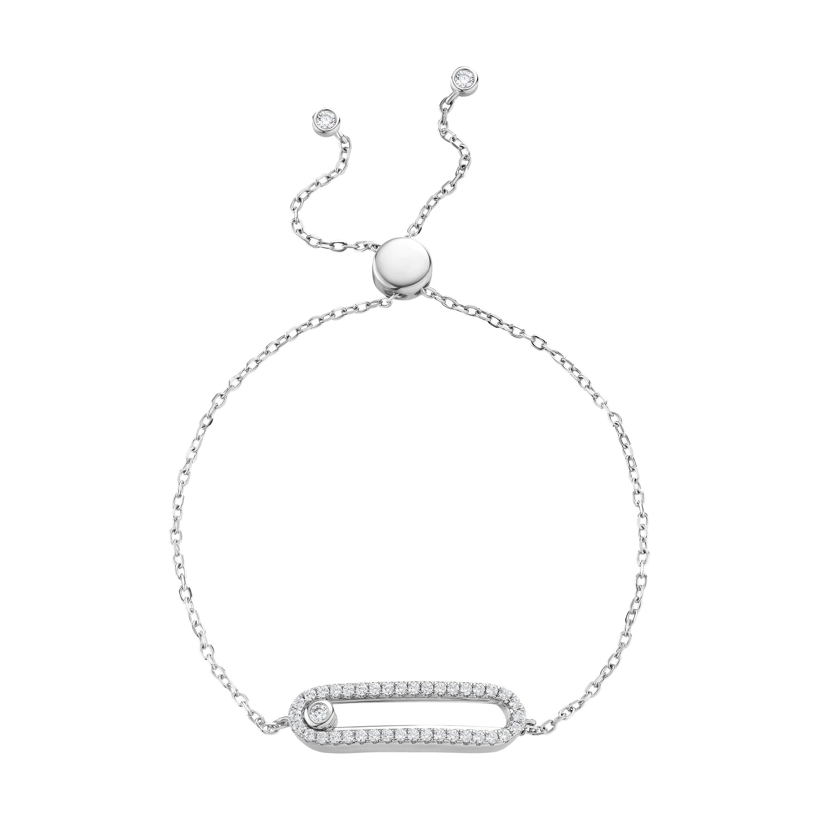 Beaverbrooks Silver Cubic Zirconia Glide Bracelet
