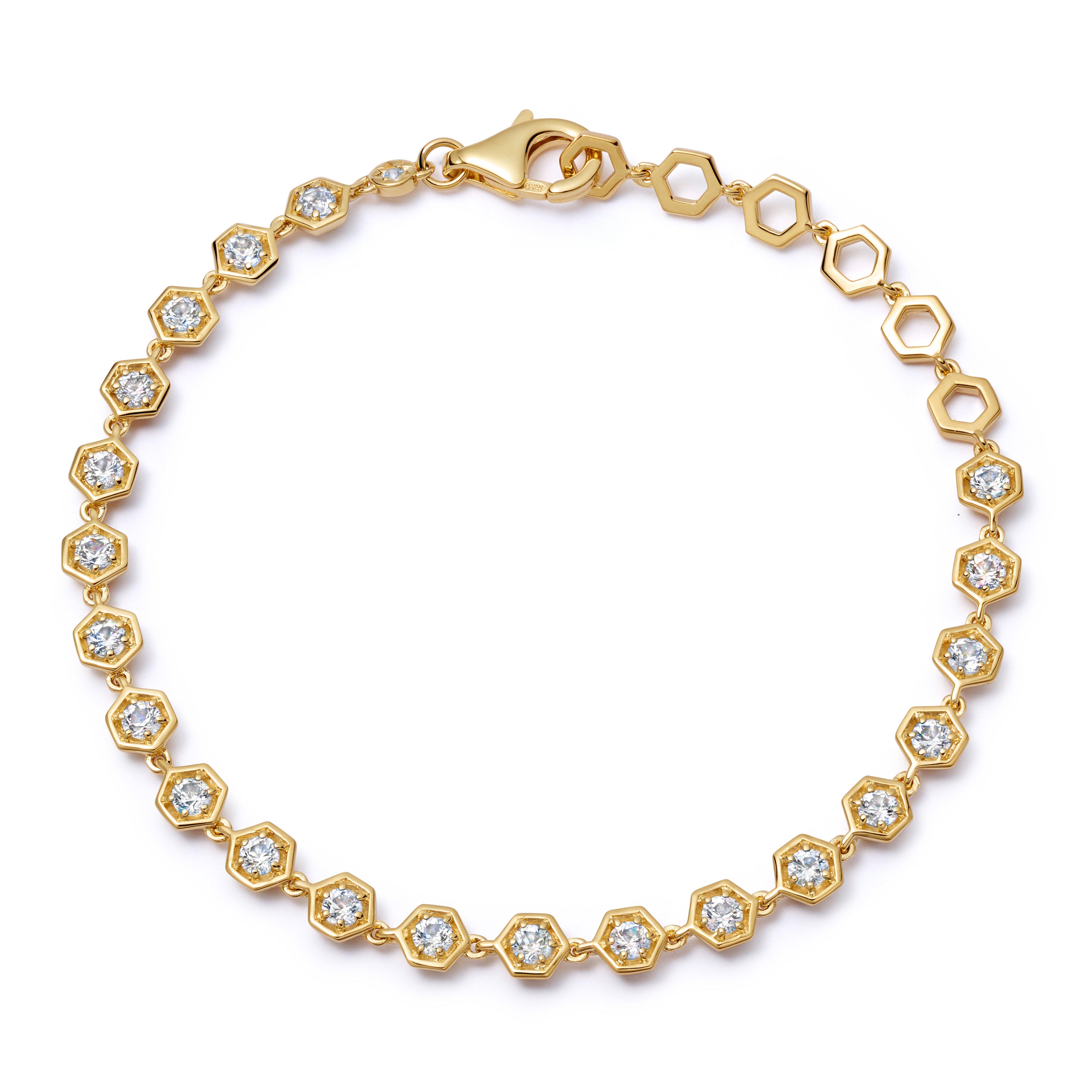 Astley Clarke Deco 18ct Yellow Gold Vermeil White Sapphire Tennis Bracelet