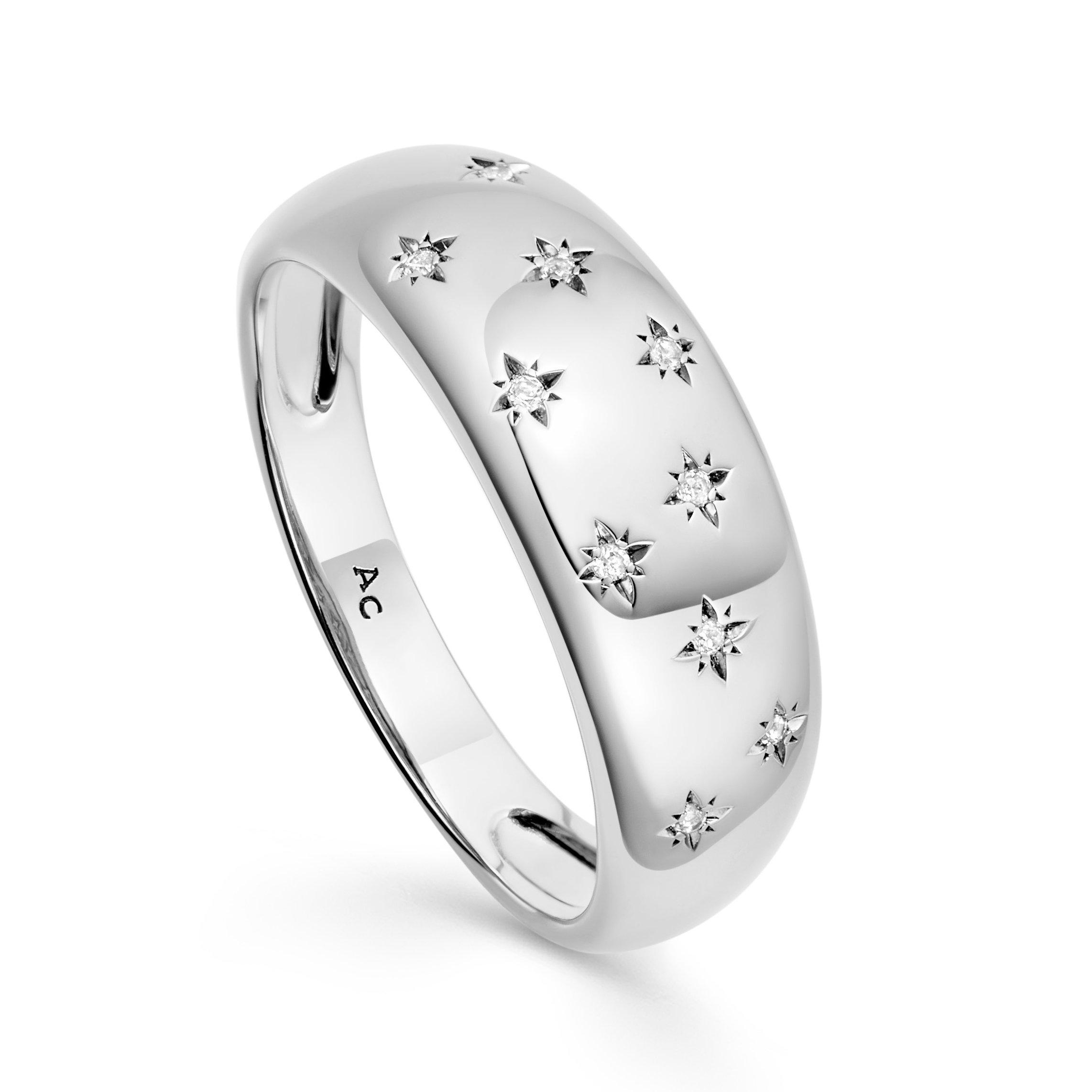 Astley Clarke Celestial Silver White Sapphire Wide Band Ring