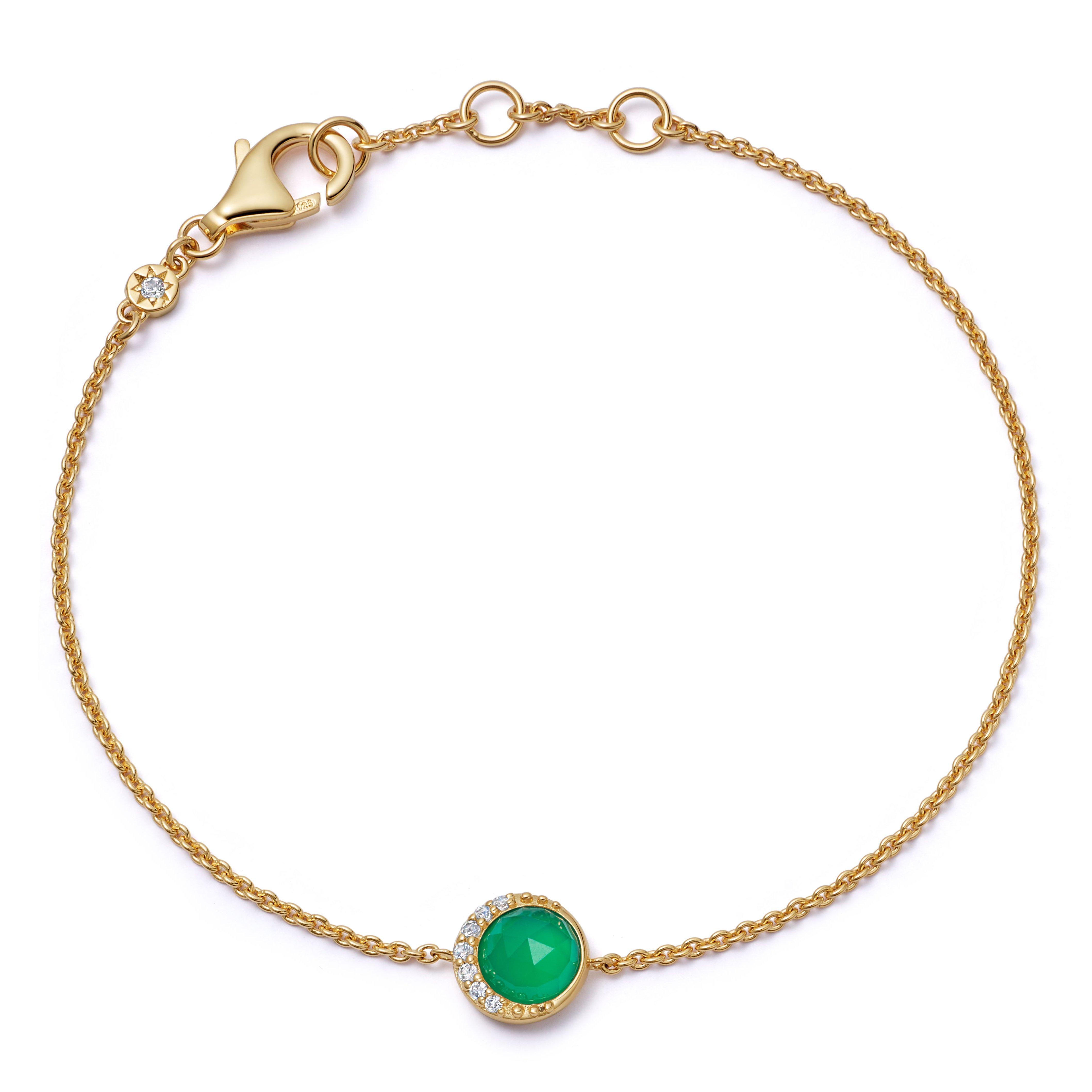 Astley Clarke Luna 18ct Yellow Gold Vermeil Green Chalcedony Bracelet