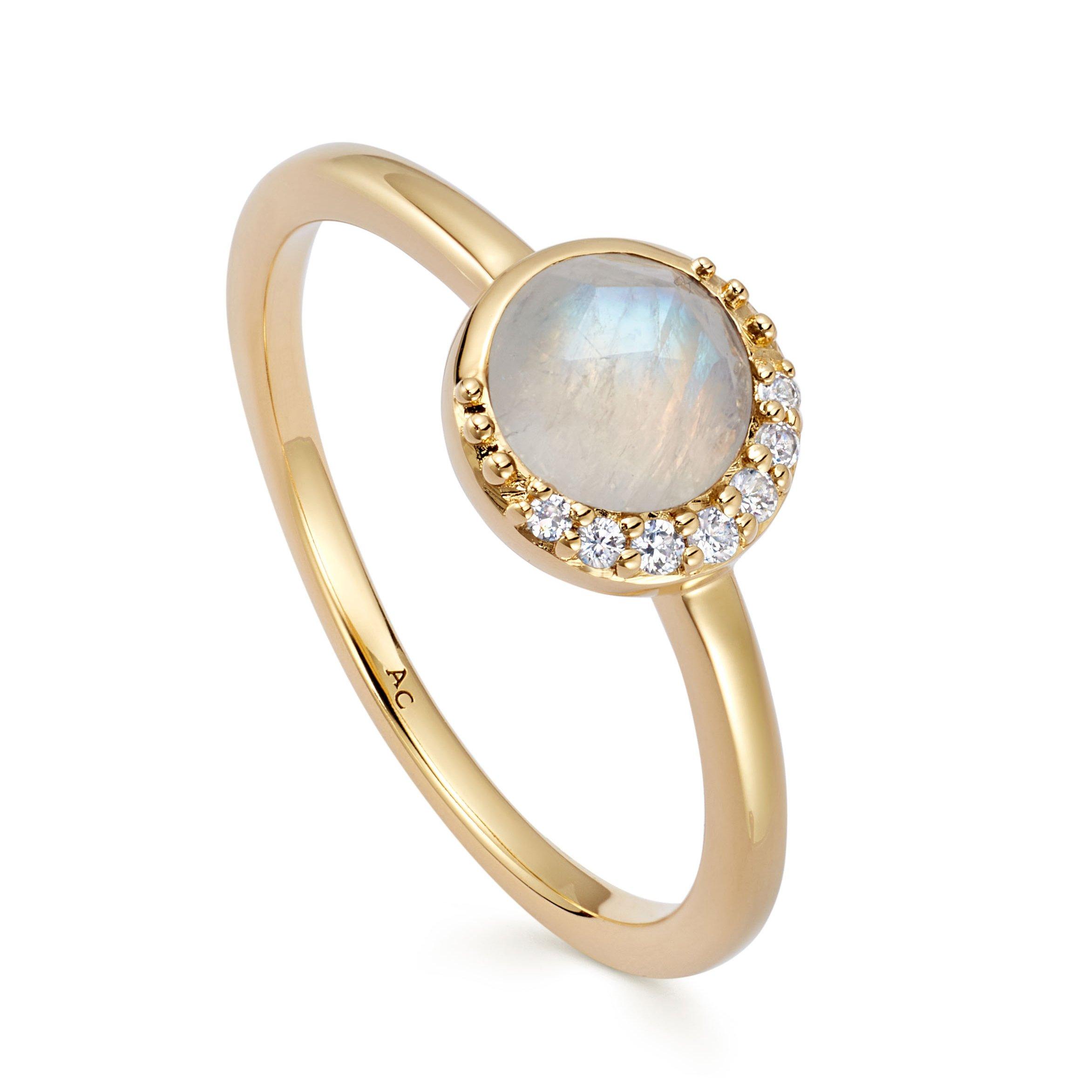 Astley Clarke Luna 18ct Yellow Gold Vermeil Moonstone Ring