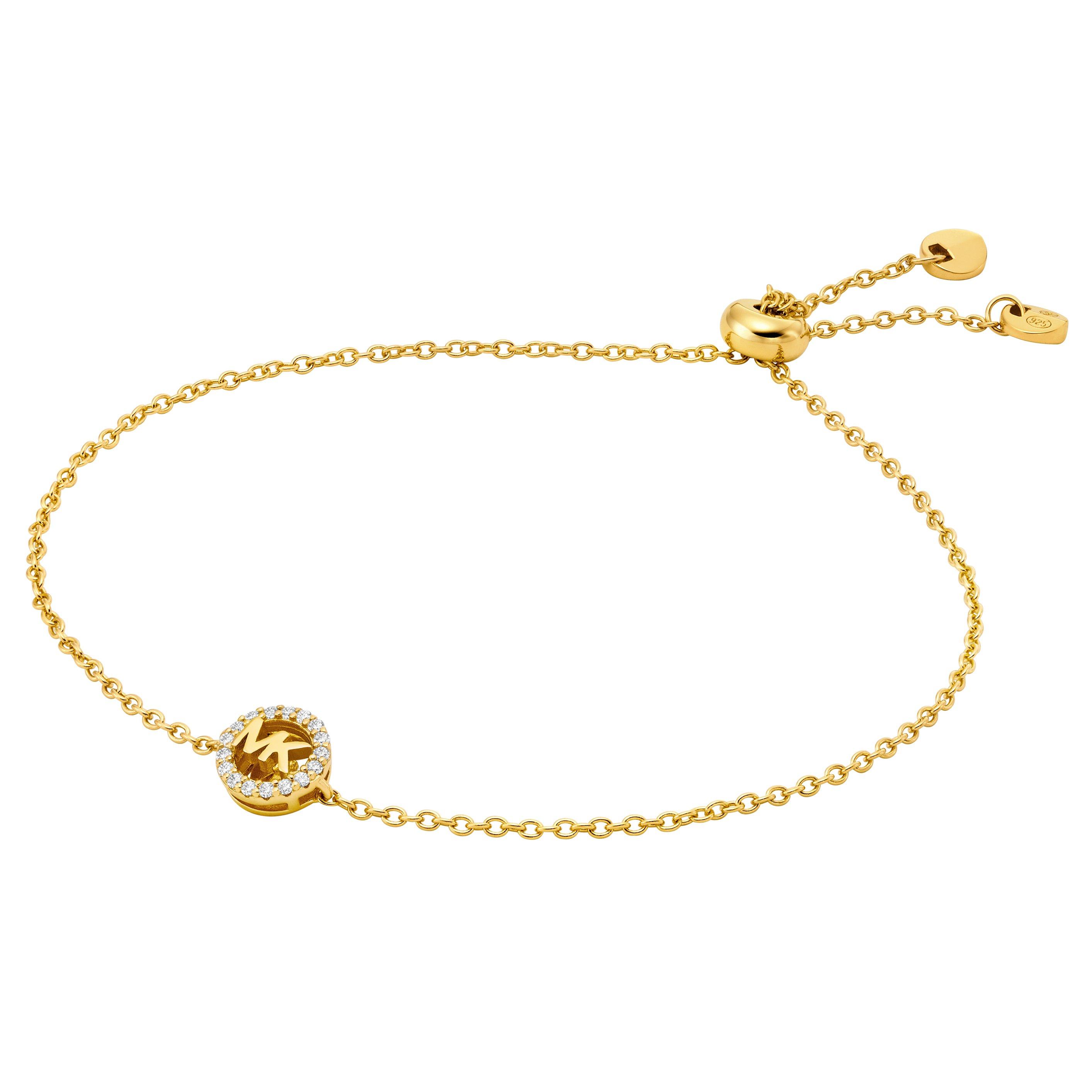 Michael Kors Yellow Gold Plated Cubic Zirconia Slider Bracelet