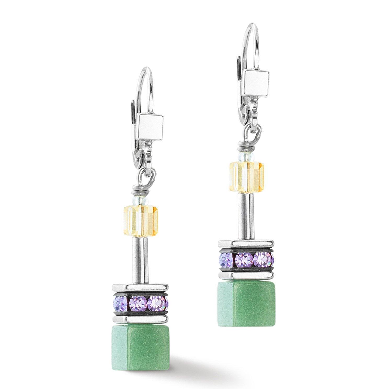 Coeur De Lion GeoCUBE Green Crystal Drop Earrings
