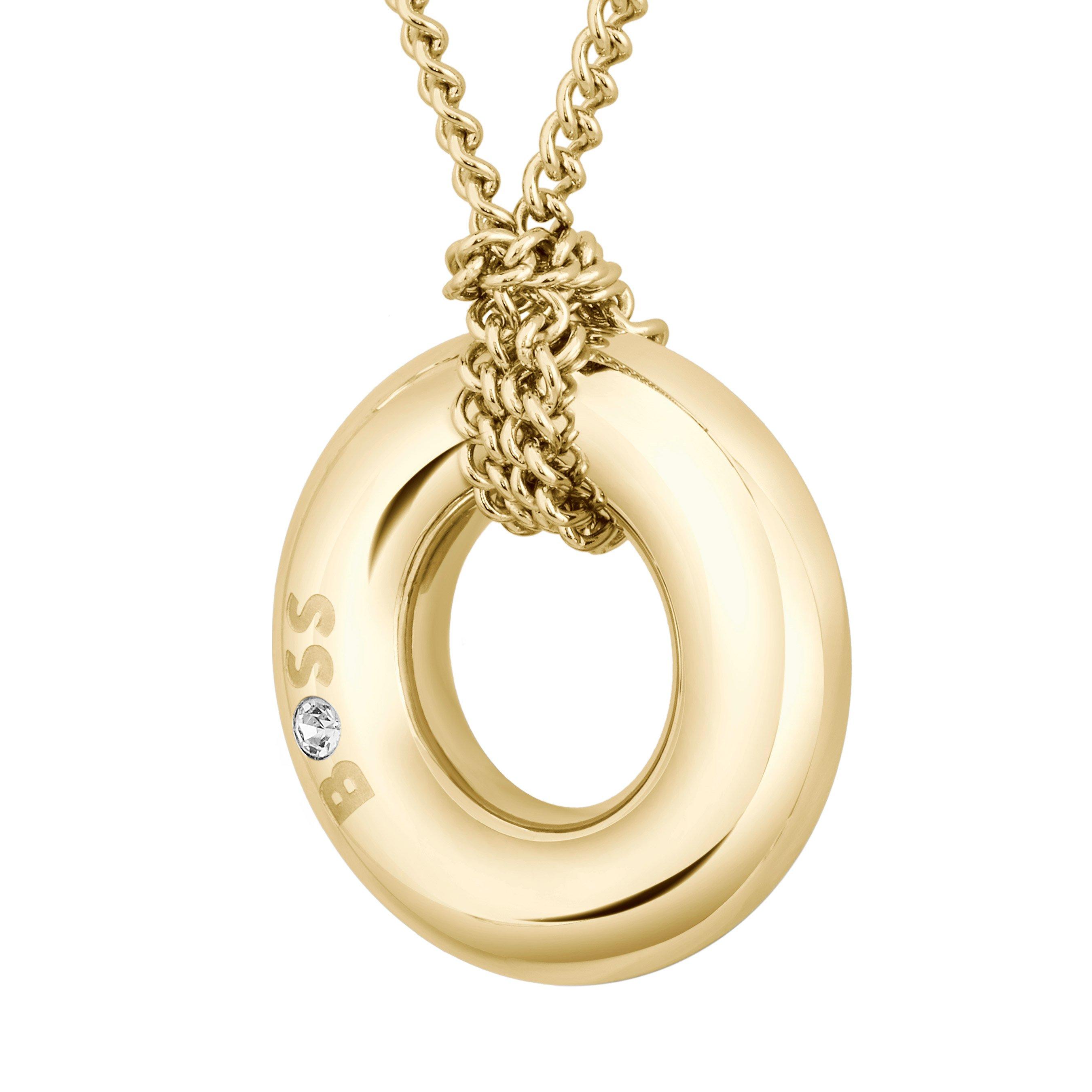 BOSS Yellow Gold Tone Crystal Necklace