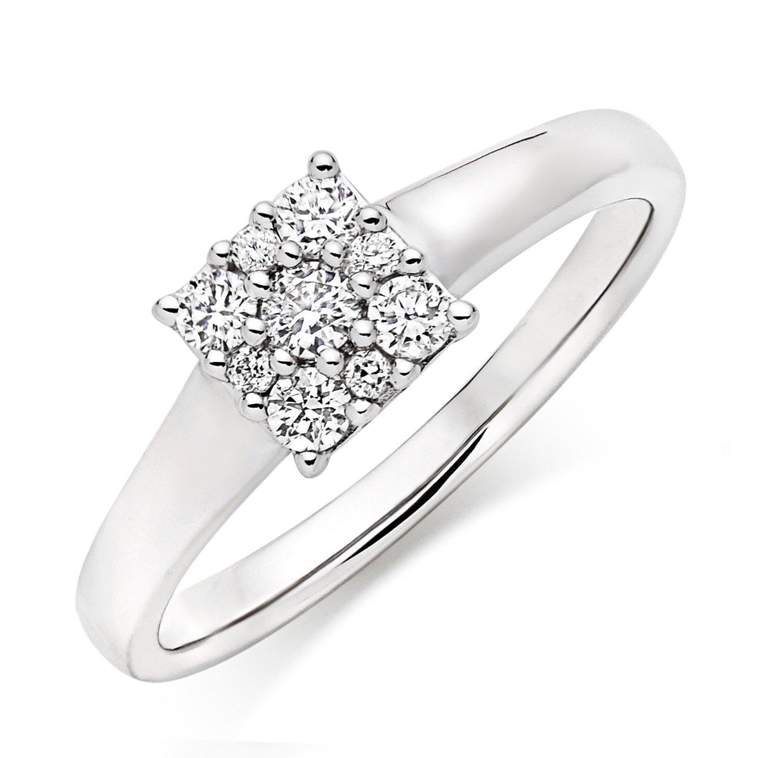 Beaverbrooks 9ct White Gold Diamond Cluster Engagement Ring