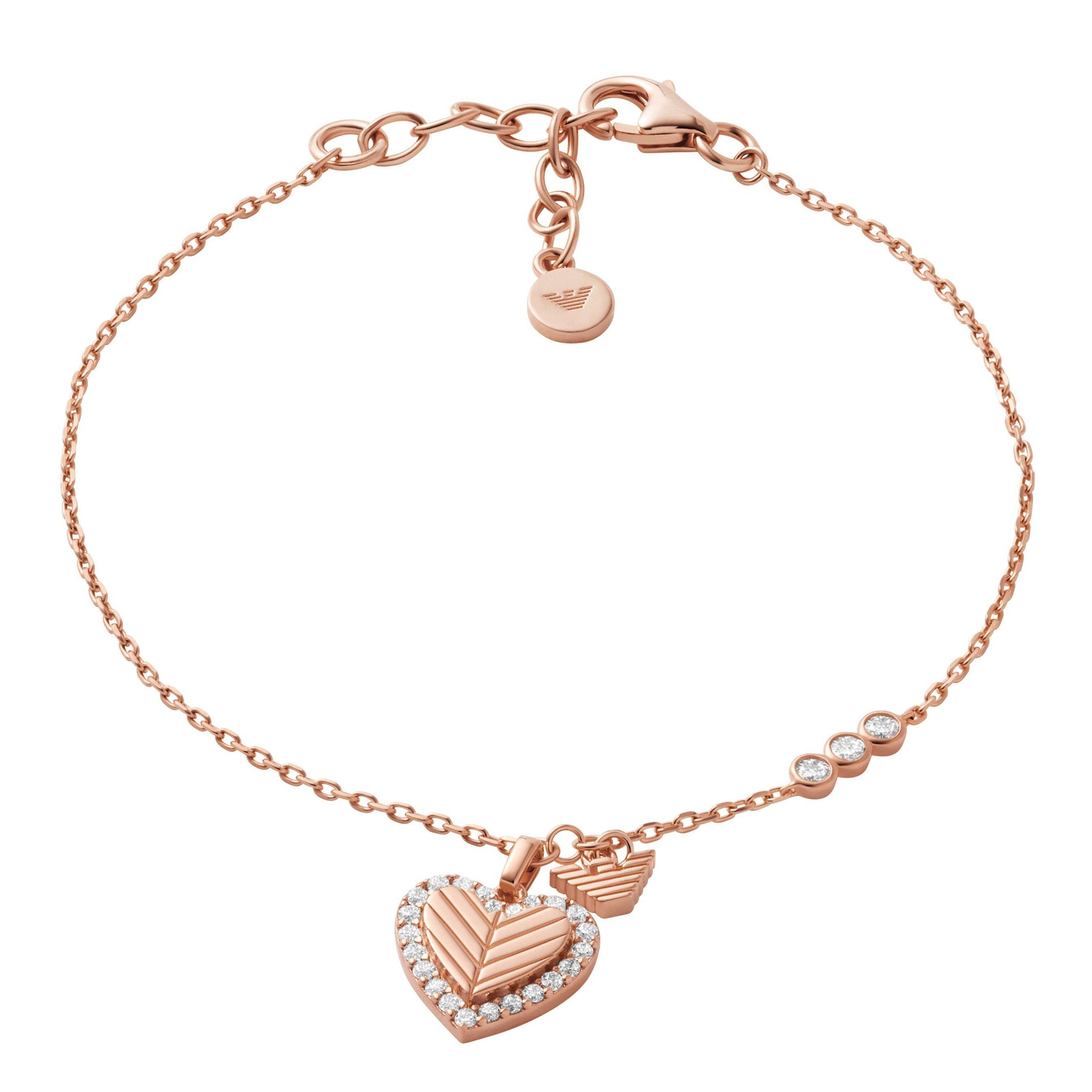 Emporio Armani Rose Tone Cubic Zirconia Heart Bracelet