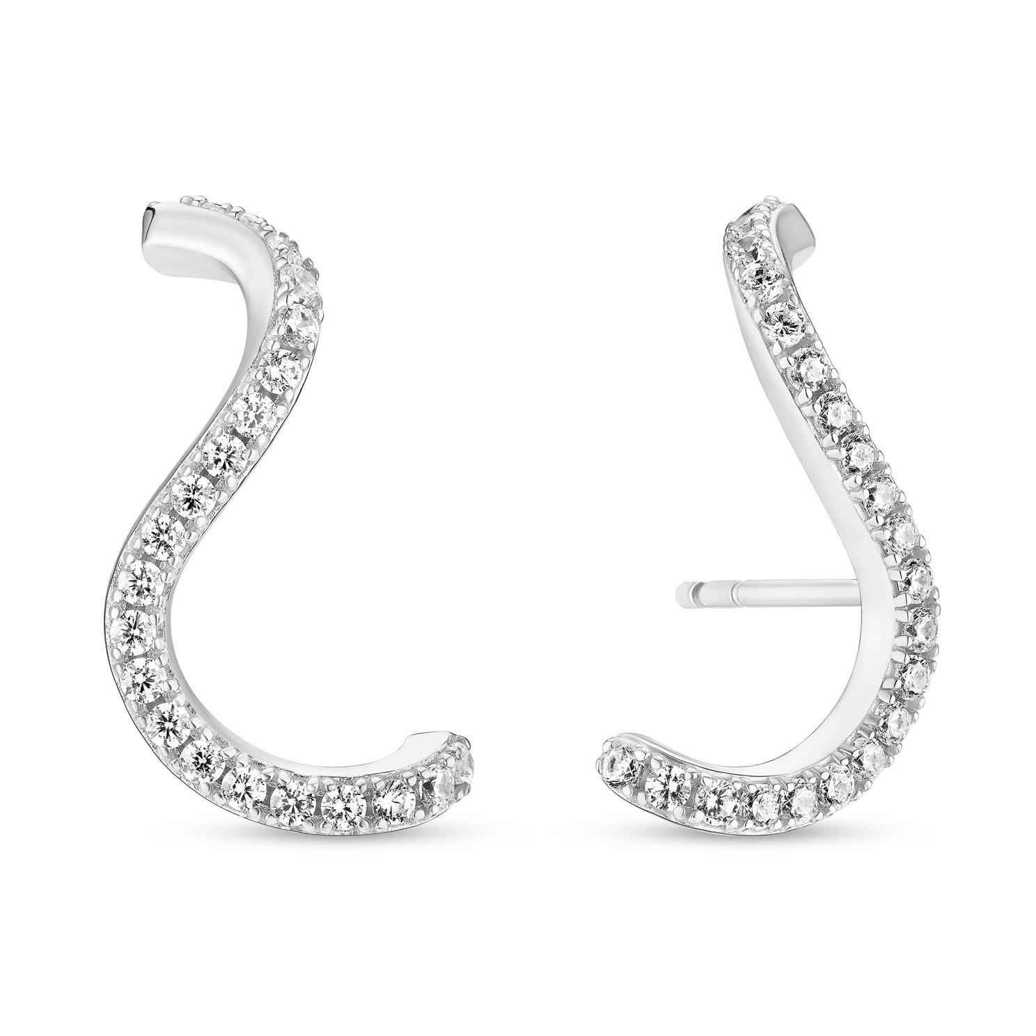 Sif Jakobs Ellera Waves Silver Cubic Zirconia Earrings