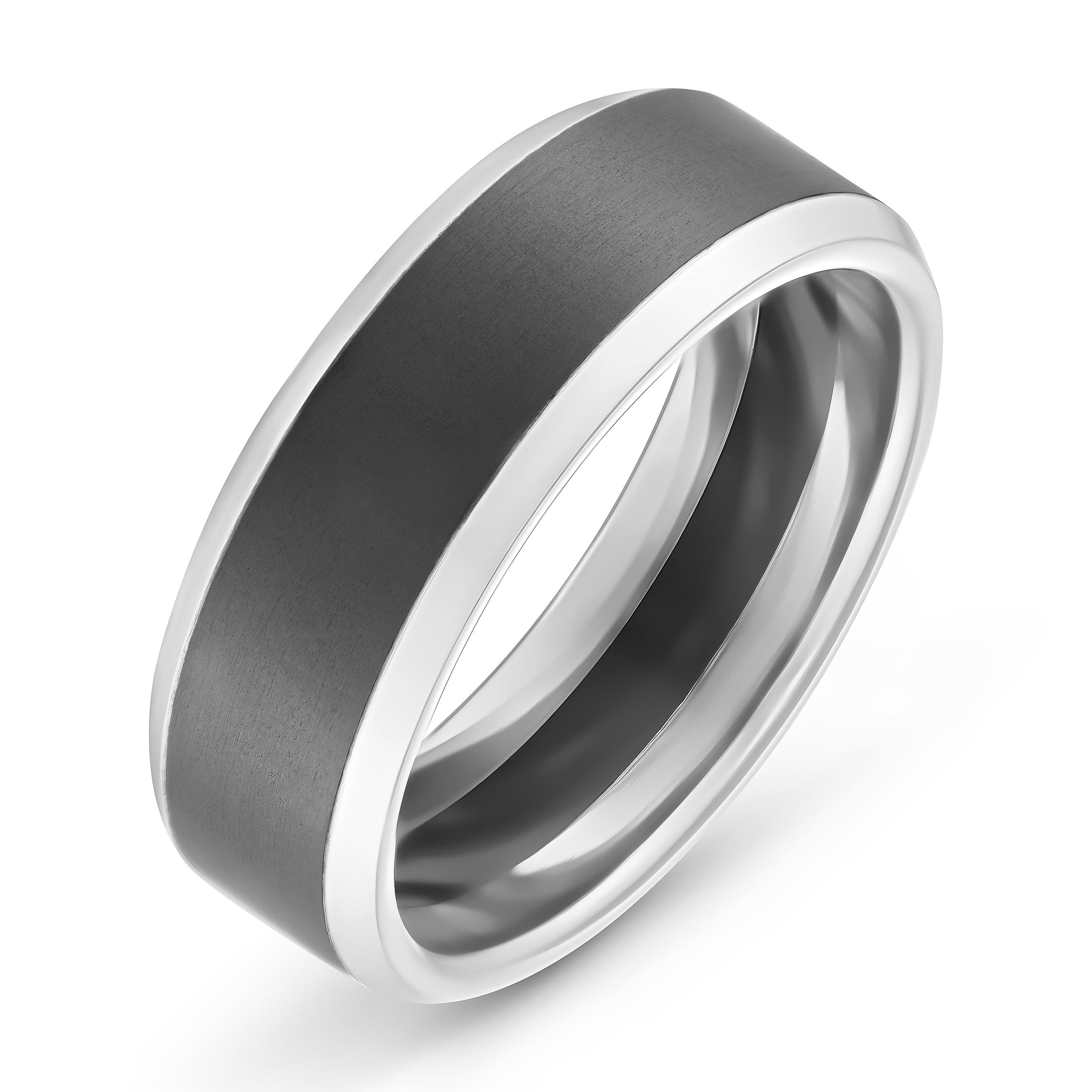 Beaverbrooks Platinum and Zirconium 7mm Menâs Wedding Ring