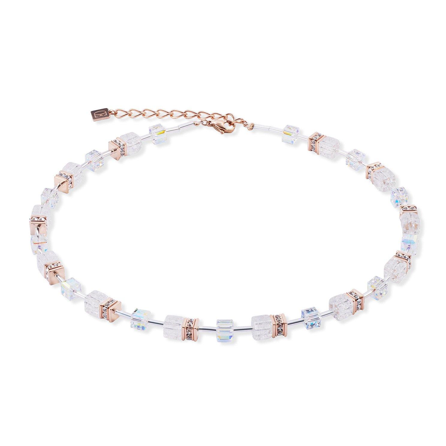 Coeur De Lion GeoCUBE Iconic Nature Rose Gold Tone Crystal Necklace