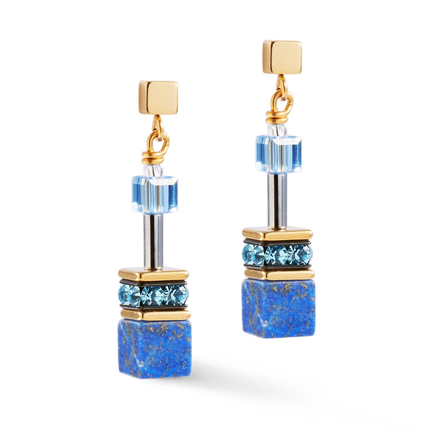 Coeur De Lion Yellow Gold Tone GeoCUBE Drop Earrings
