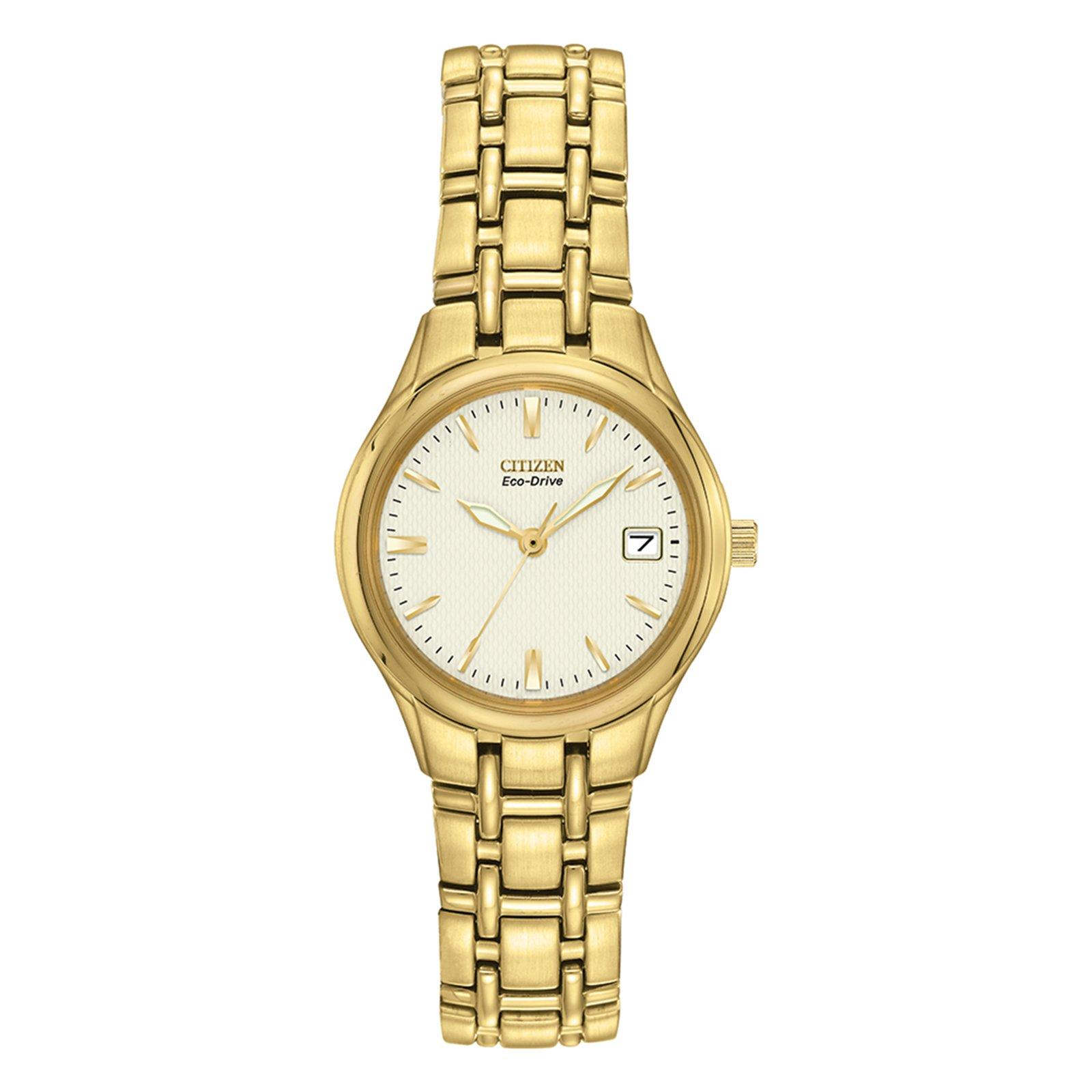 Citizen 25mm Yellow Gold Tone Eco Drive Ladies Watch