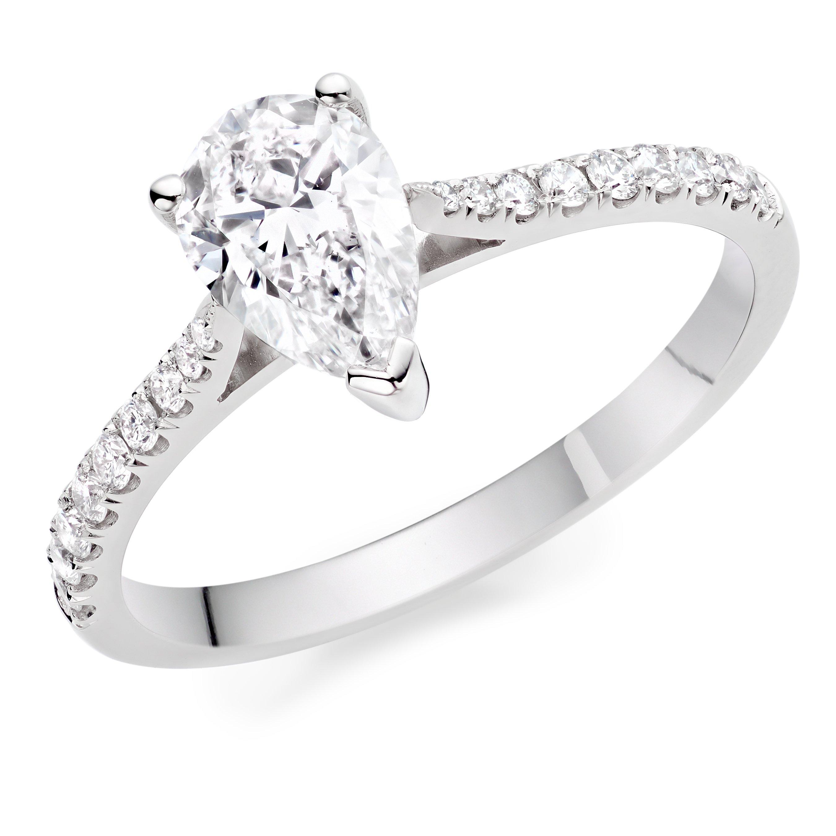 Beaverbrooks Once Platinum Diamond Pear Shaped Solitaire Engagement Ring