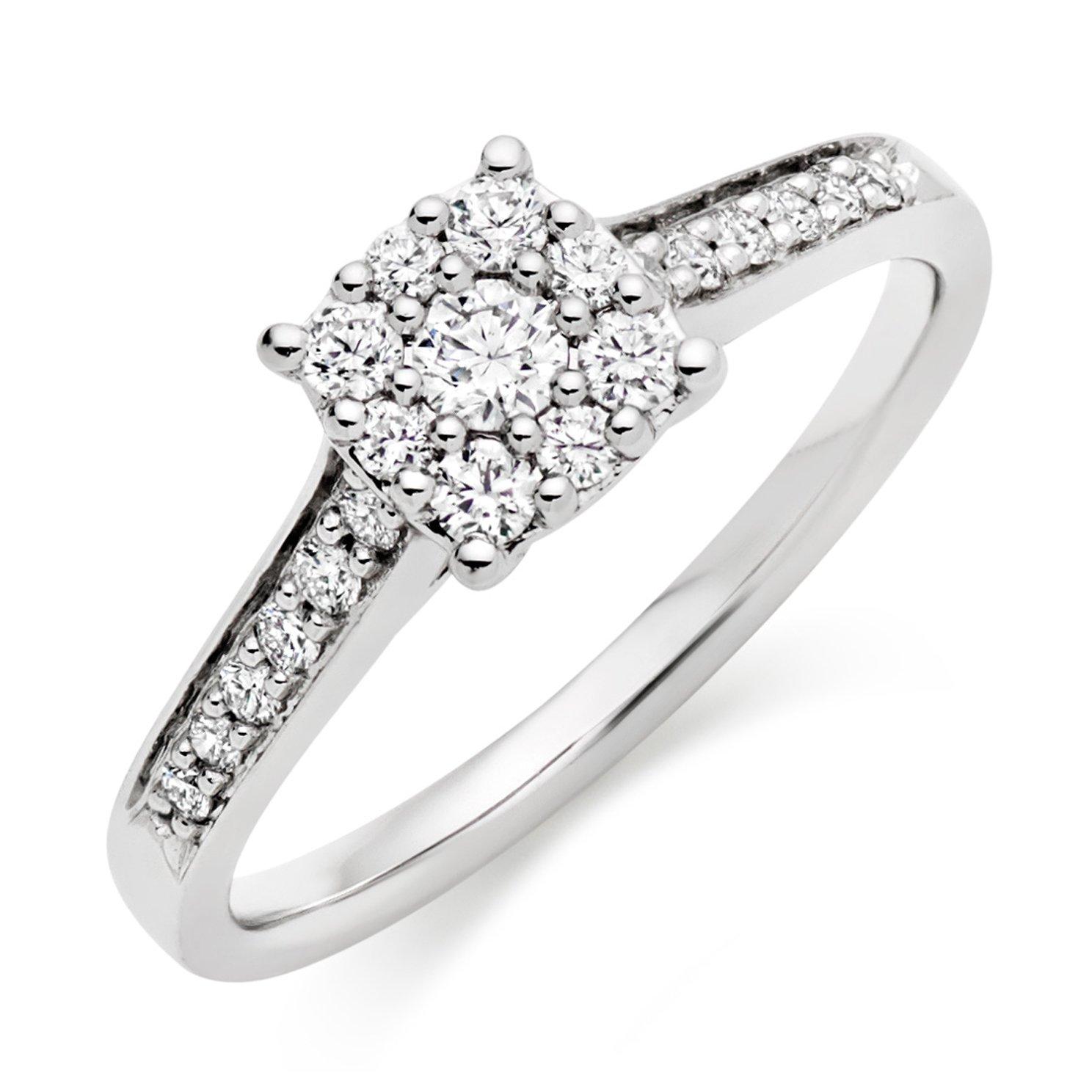 Beaverbrooks Platinum Diamond Cluster Engagement Ring