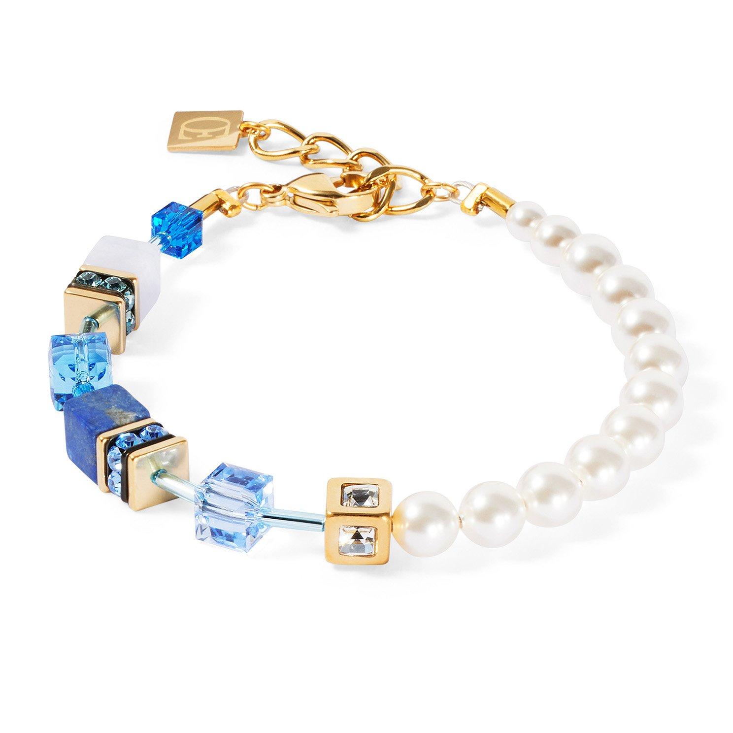 Coeur De Lion GeoCUBE Precious Fusion Yellow Gold Tone Pearl Bracelet