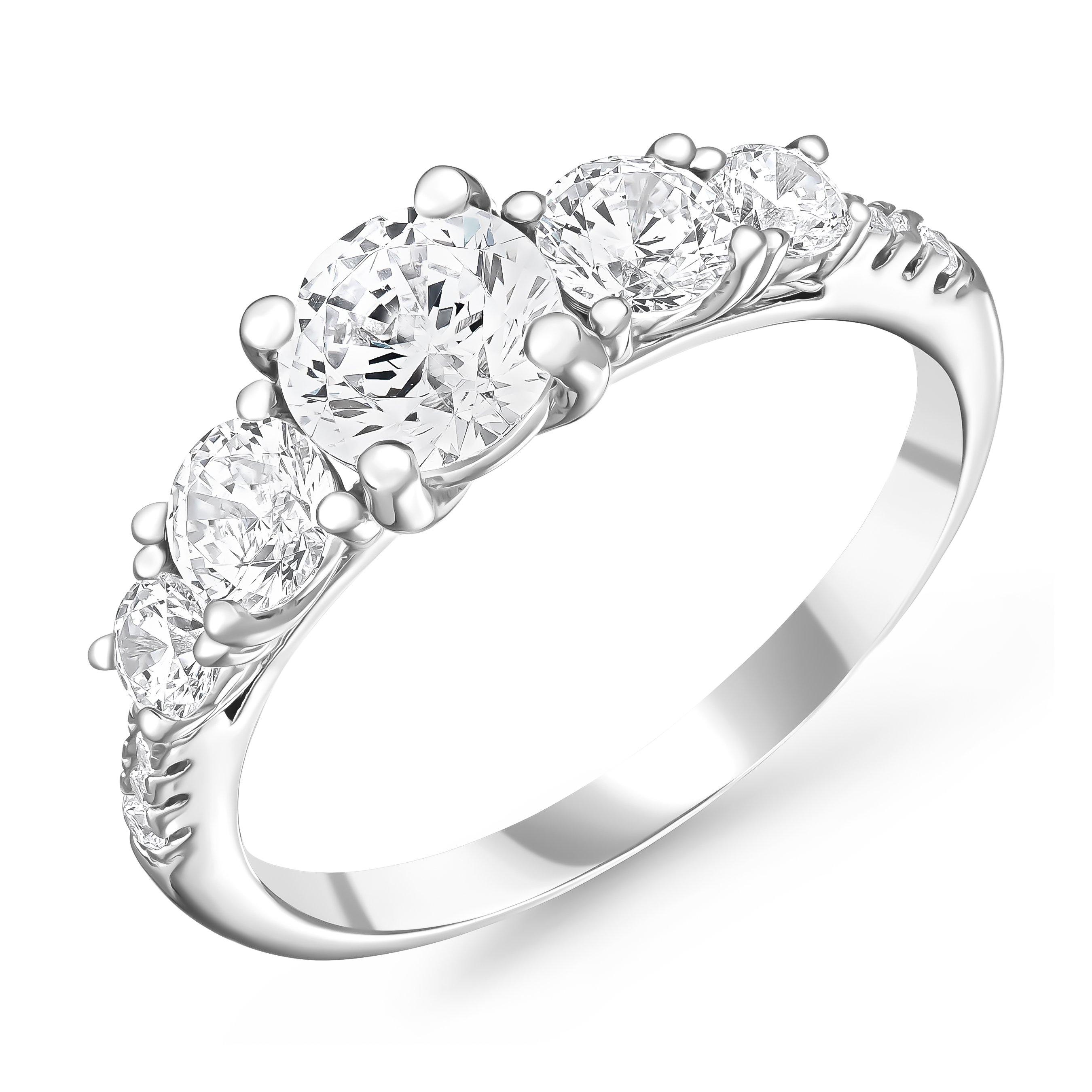 Beaverbrooks Silver Cubic Zirconia Five Stone Ring