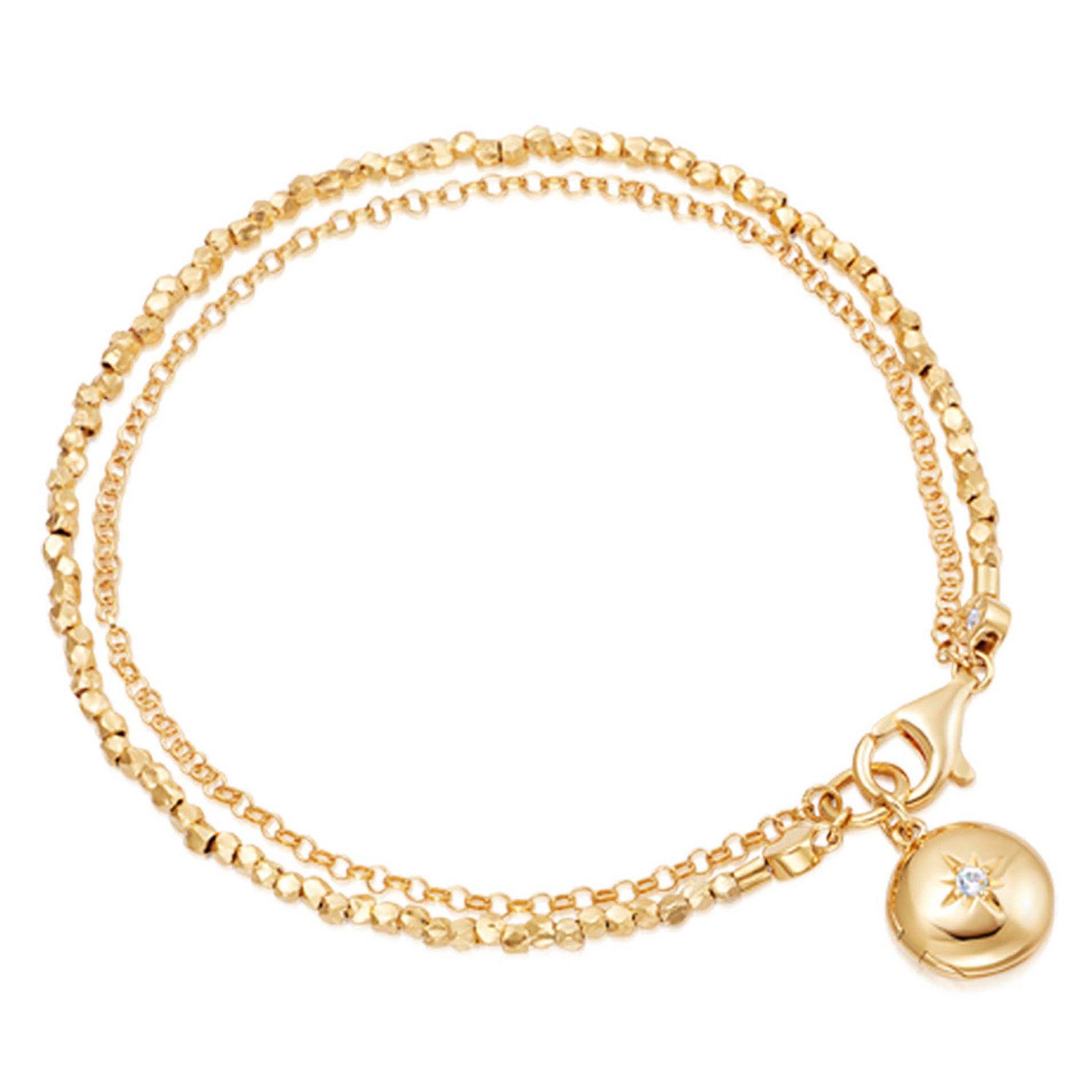 Astley Clarke Biography 18ct Yellow Gold Vermeil White Sapphire Locket Bracelet