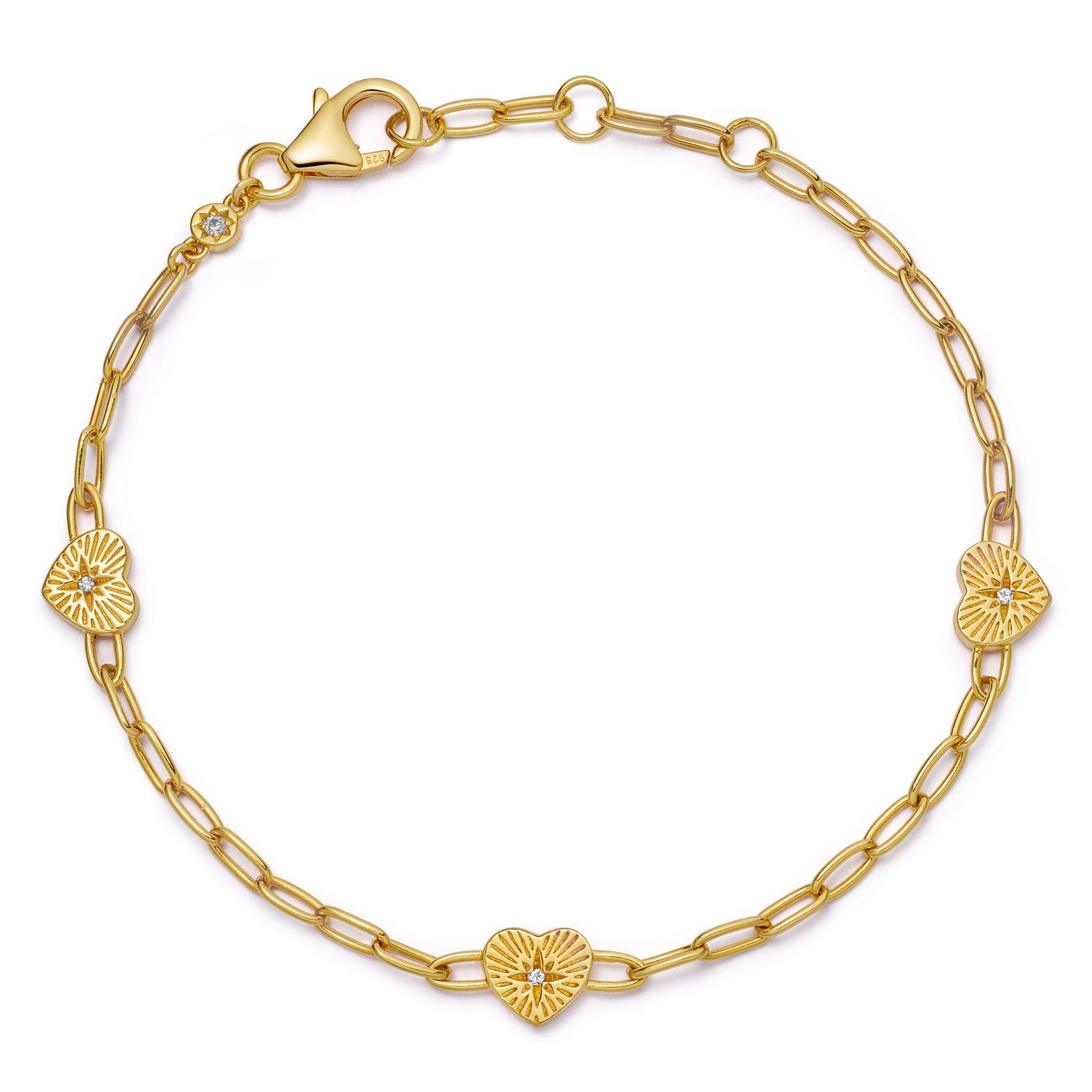 Astley Clarke Biography 18ct Yellow Gold Vermeil White Sapphire Heart Station Bracelet