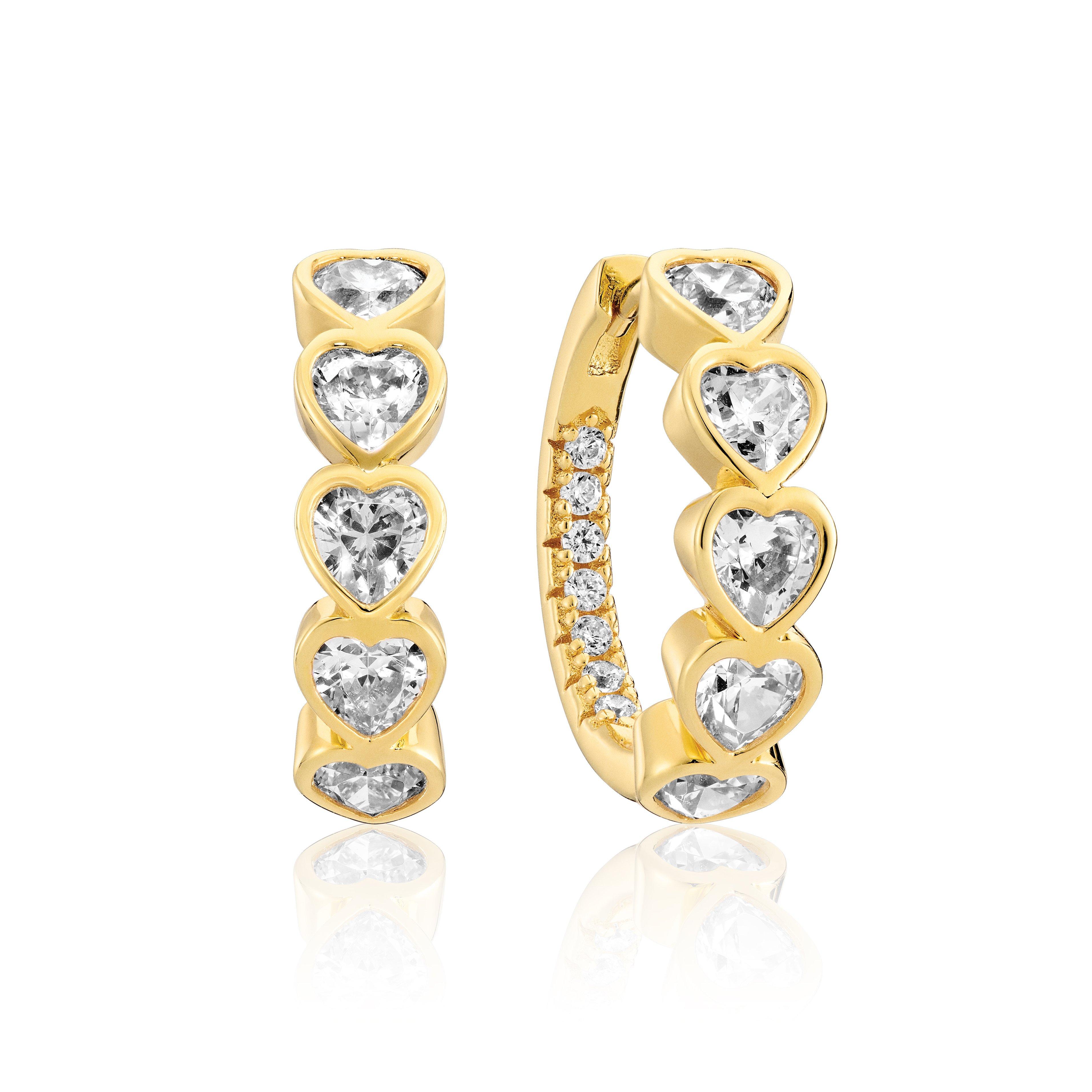 Sif Jakobs Amorino Yellow Gold Plated Cubic Zirconia Heart Hoop Earrings