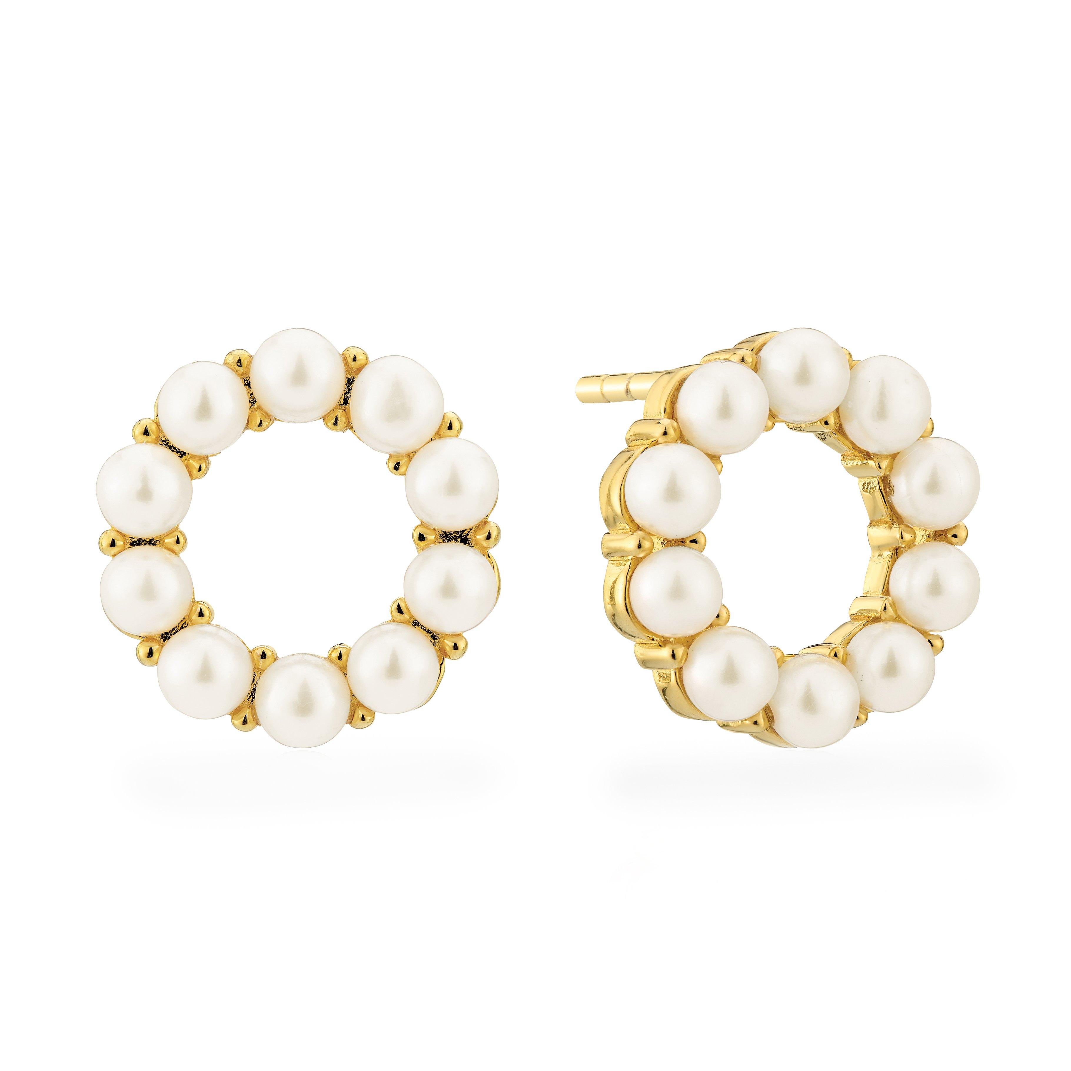 Sif Jakobs Biella Altro Yellow Gold Plated Freshwater Pearl Stud Earrings