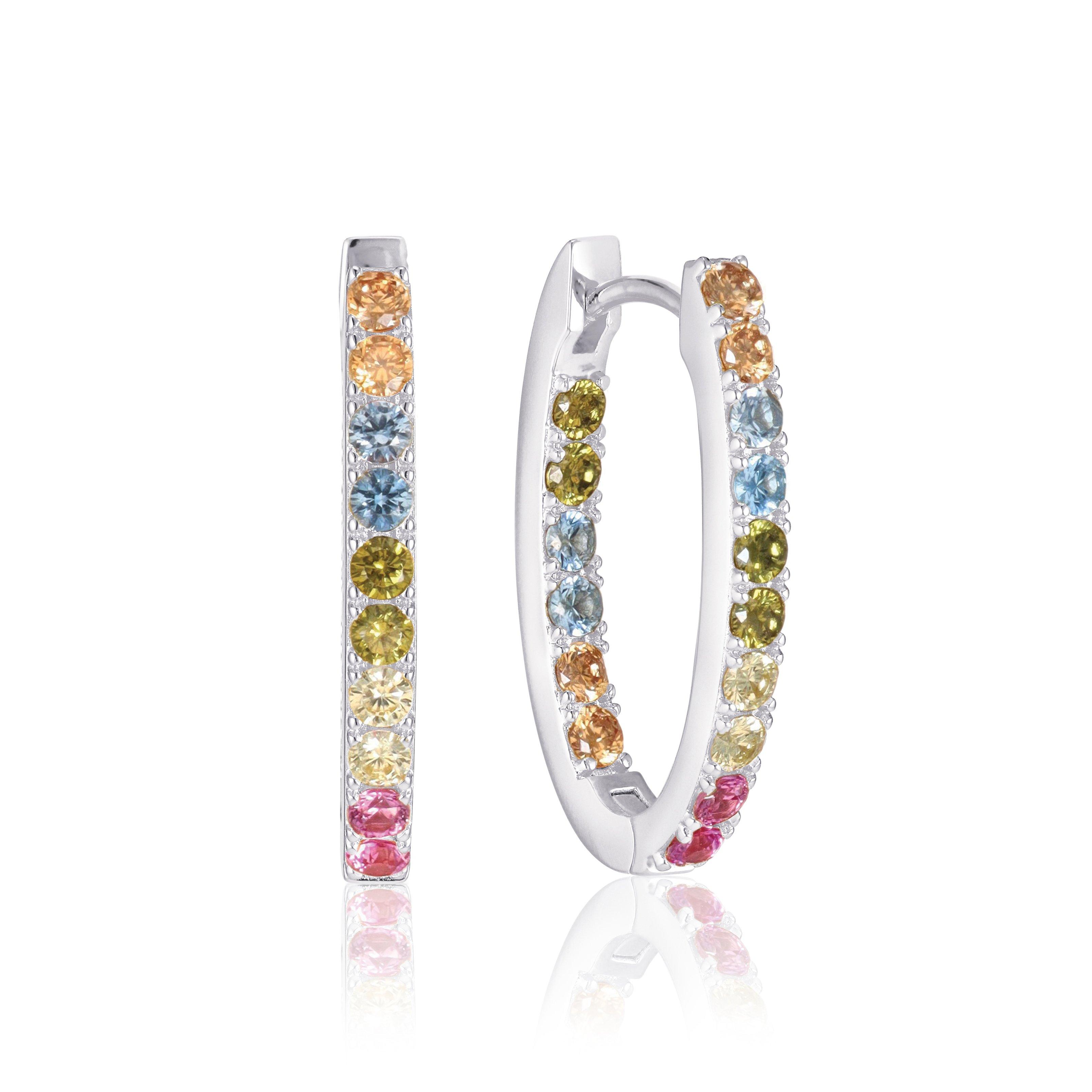 Sif Jakobs Ellisse Silver Multi Coloured Cubic Zirconia Hoop Earrings