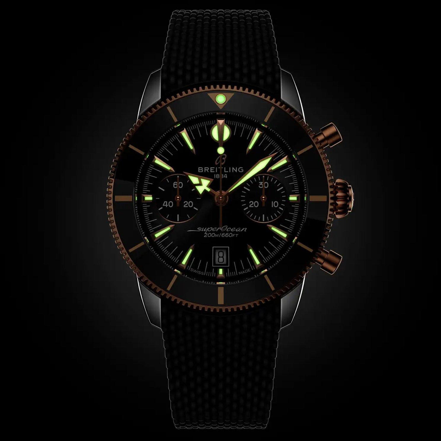Breitling Superocean Heritage B01 Chronograph 42mm 18ct Rose Gold Menâs Watch 6 Breitling Superocean Heritage B01 Chronograph 42mm 18ct Rose Gold Menâs Watch