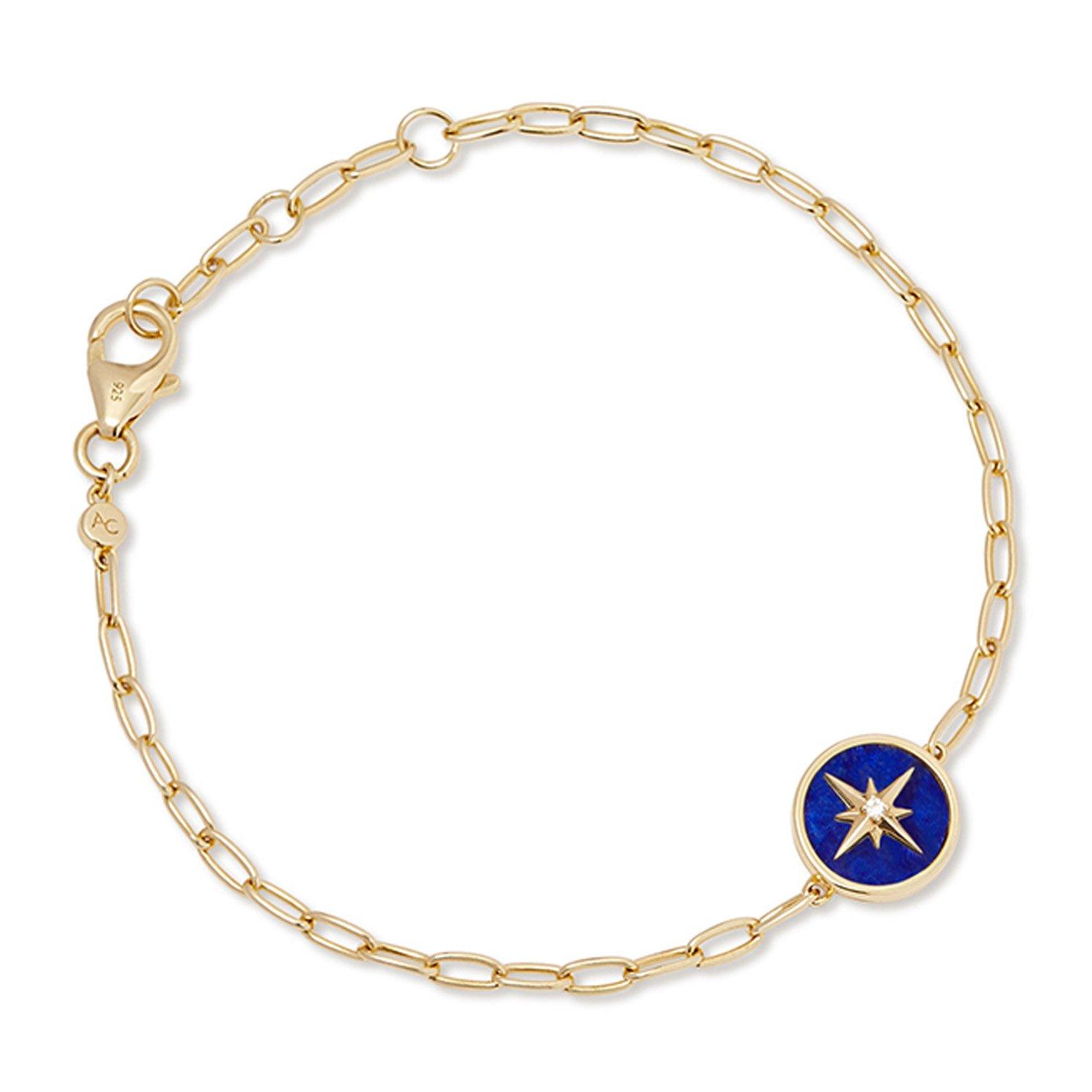 Astley Clarke Polaris 18ct Yellow Gold Vermeil White Sapphire Blue Lapis Locket Bracelet