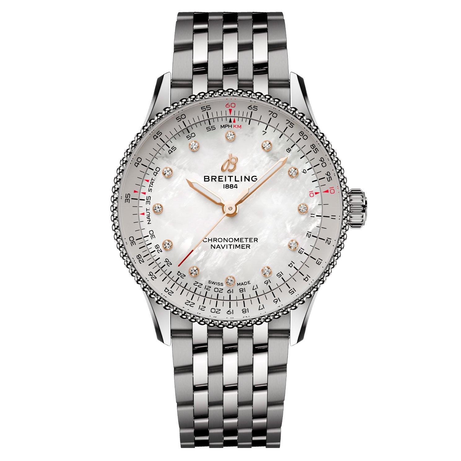 Breitling Navitimer 36mm UK Edition Mother of Pearl Automatic Watch