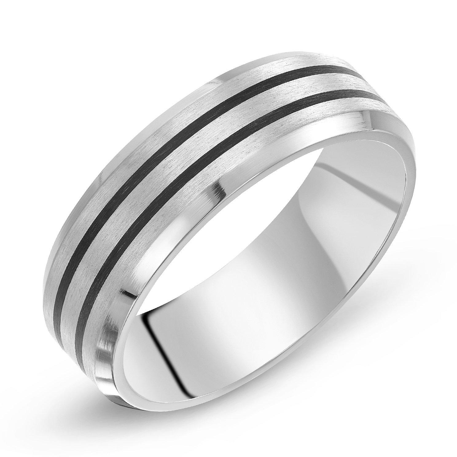 Beaverbrooks Titanium and Black Rhodium Men's Ring