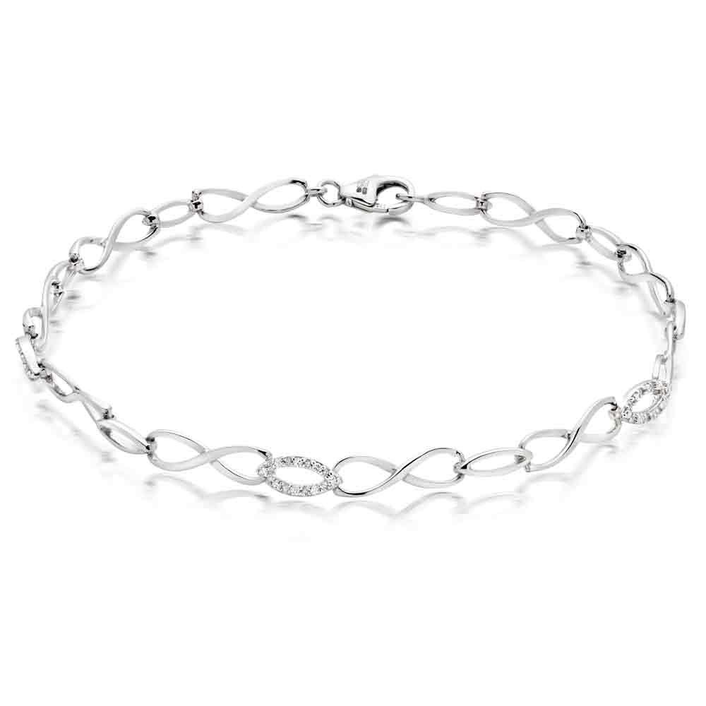 Beaverbrooks 9ct White Gold Diamond Infinity Bracelet