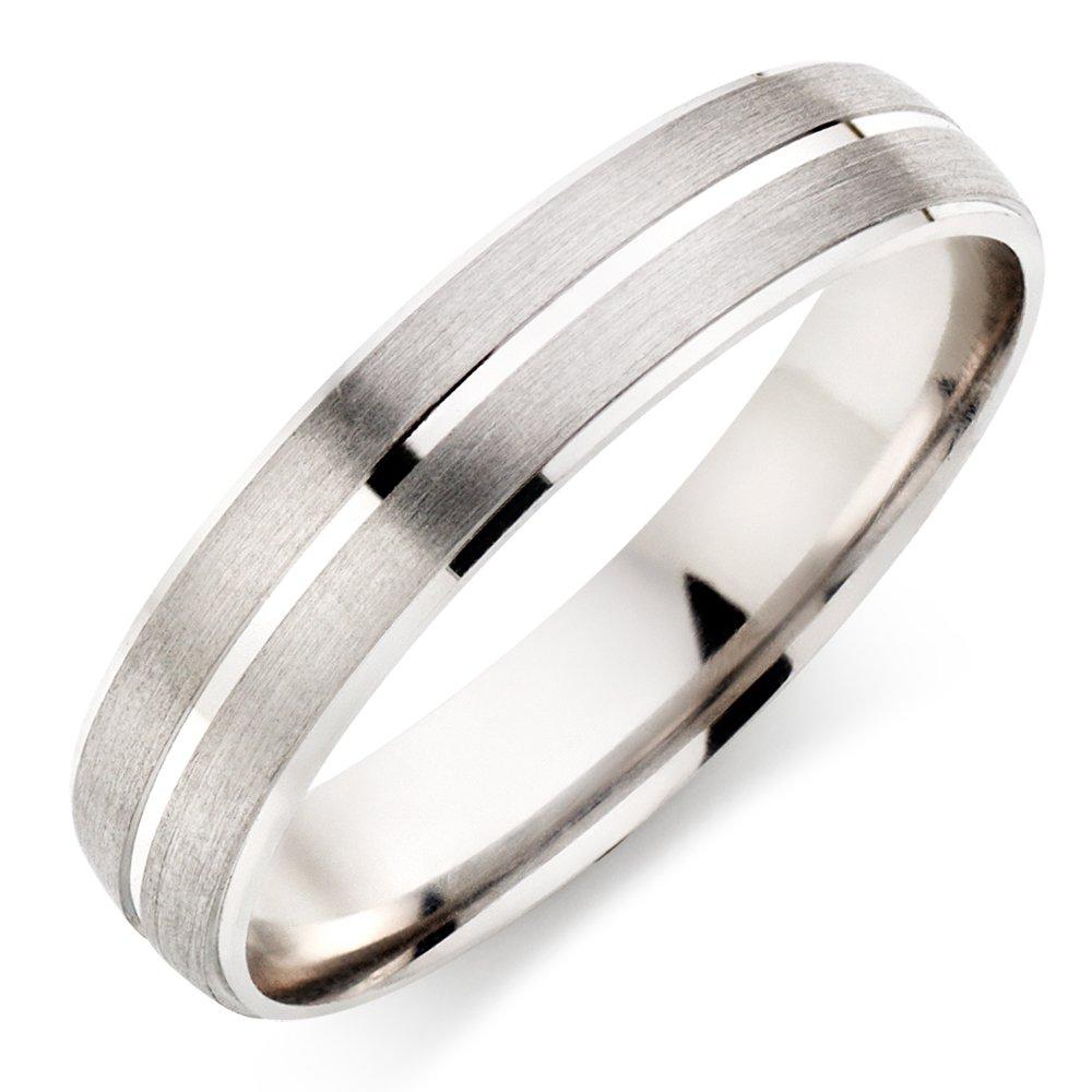 Beaverbrooks Platinum 5mm Brushed Men's Wedding Ring