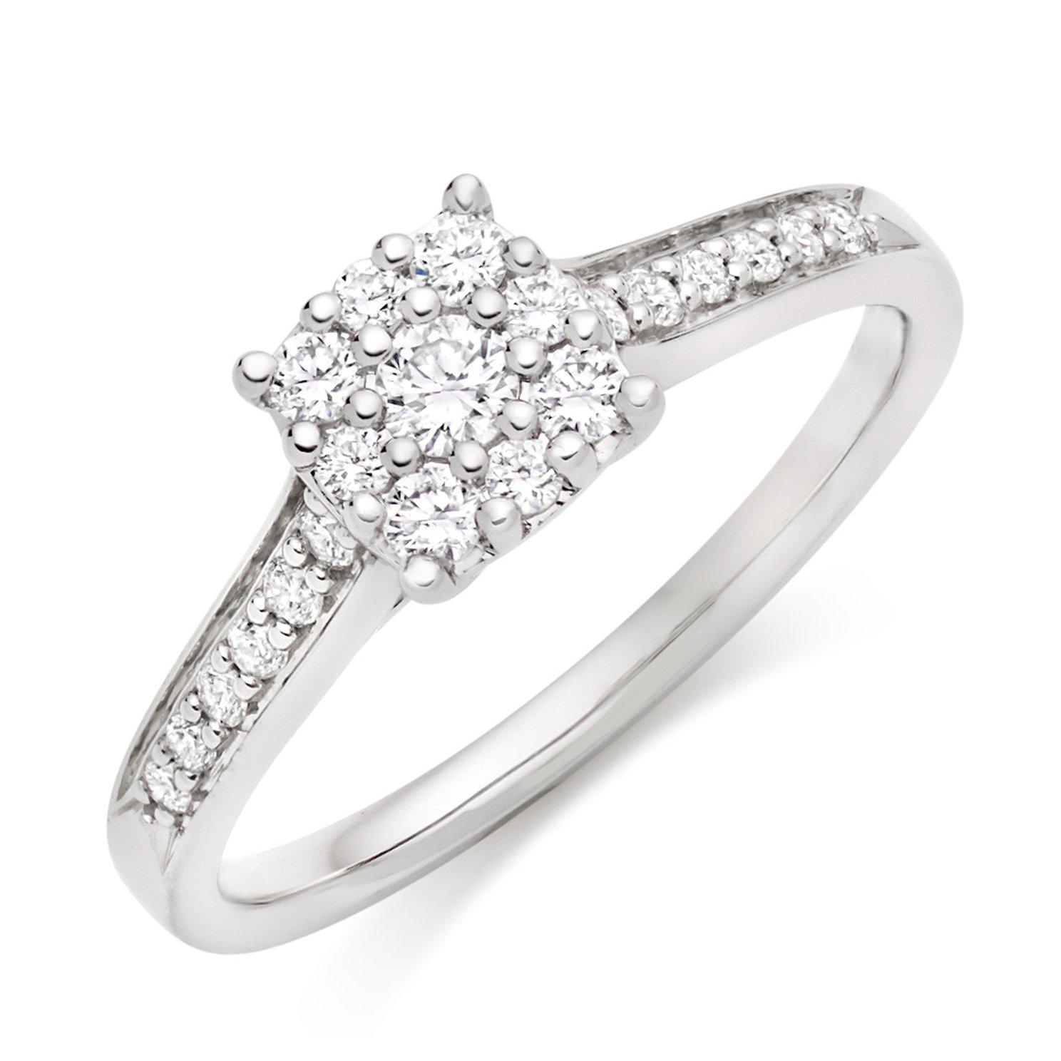 Beaverbrooks 9ct White Gold Diamond Cluster Engagement Ring