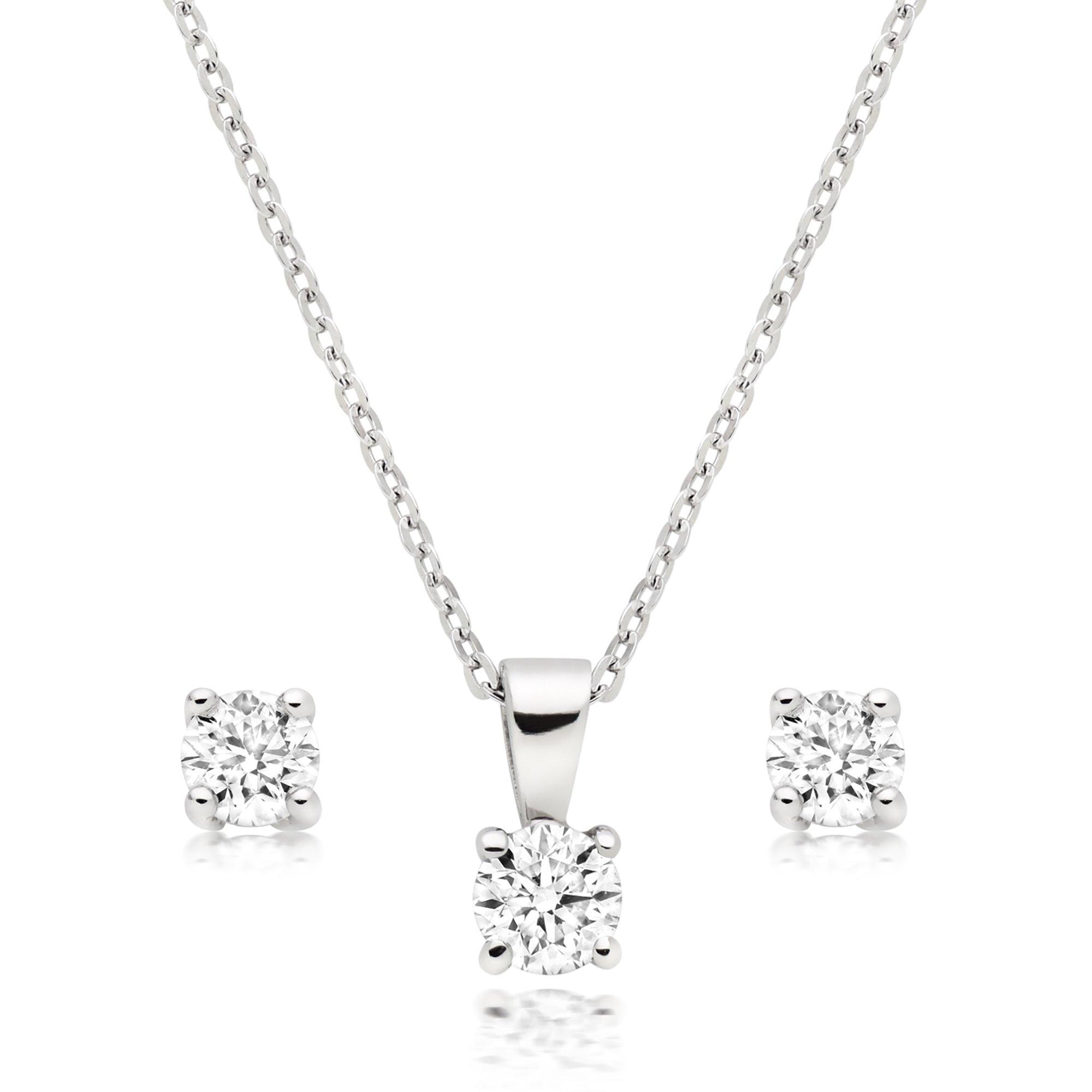 Beaverbrooks Platinum Diamond Pendant and Earrings Set