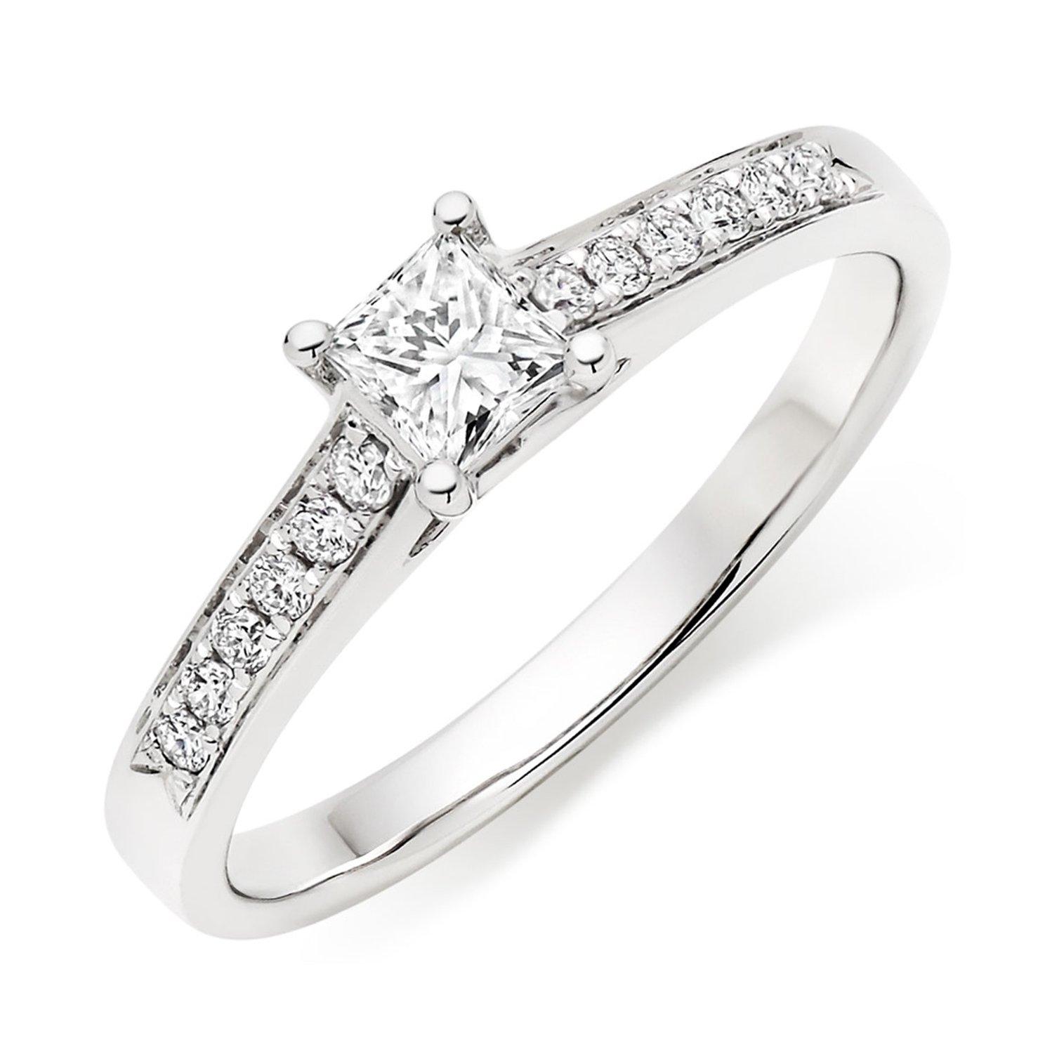 Beaverbrooks 18ct White Gold Diamond Princess Cut Solitaire Ring