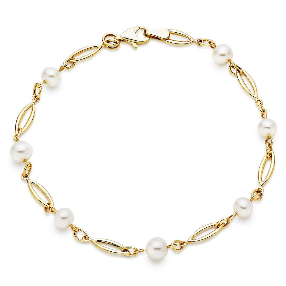 Beaverbrooks 9ct Yellow Gold Freshwater Cultured Pearl Bracelet