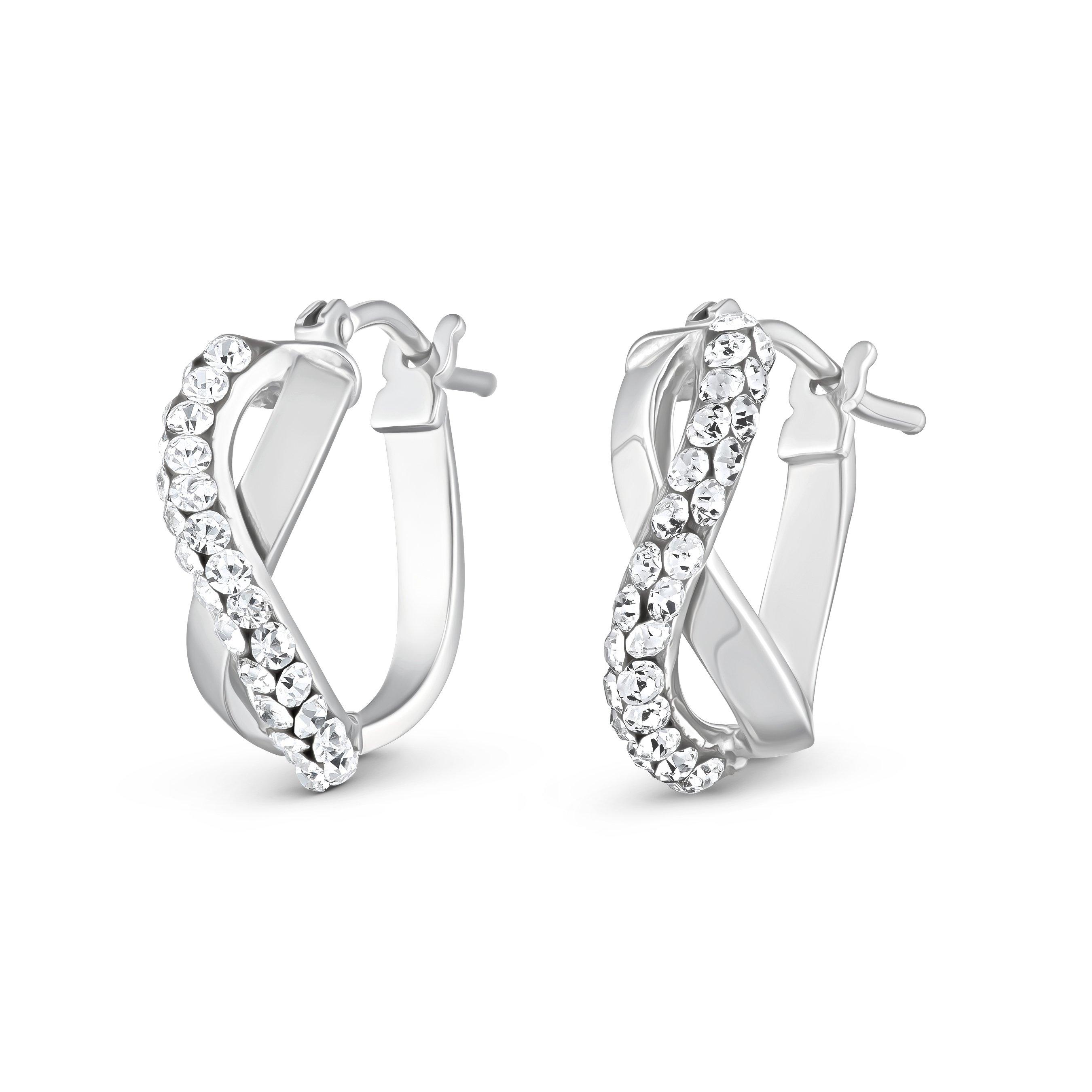 Beaverbrooks 9ct White Gold Crystal Hoop Earrings