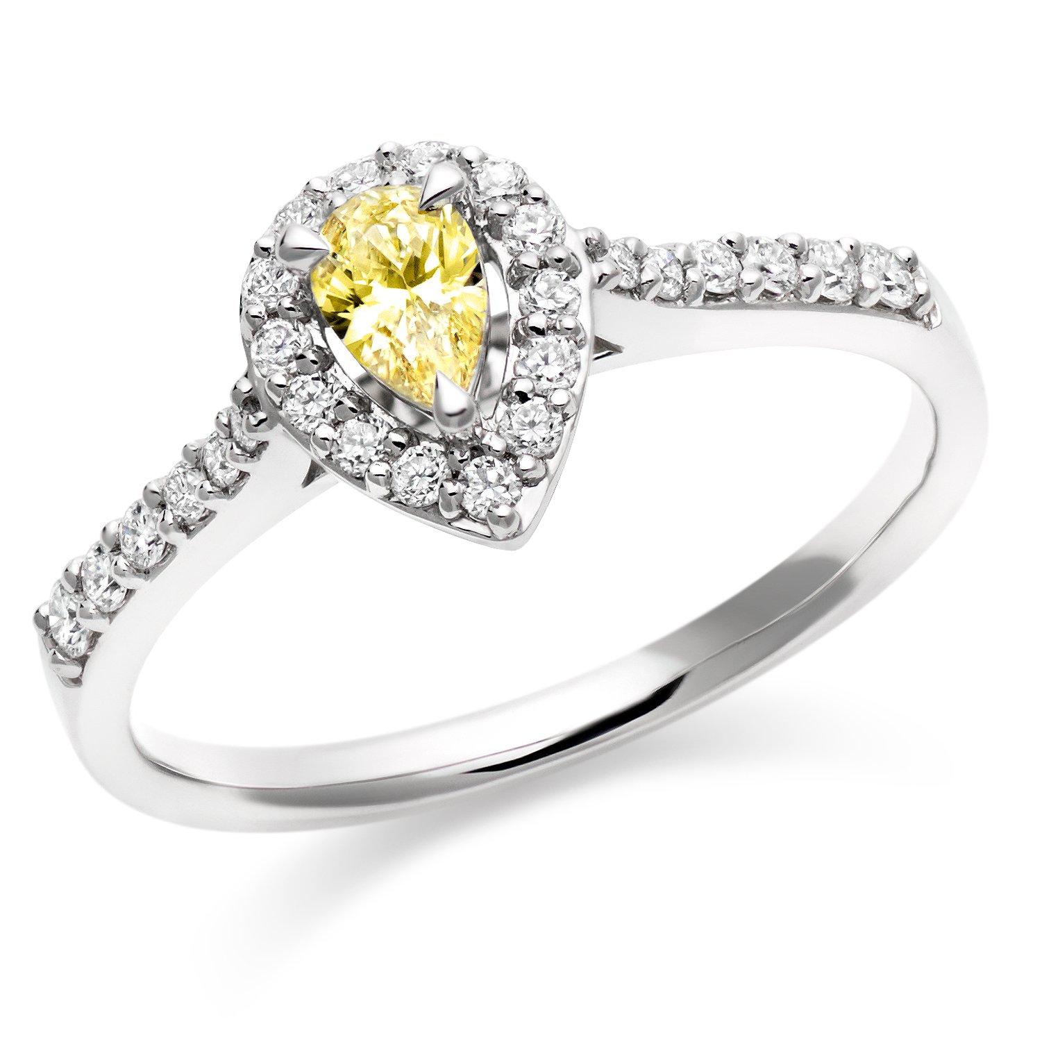 Beaverbrooks 18ct White Gold Yellow Diamond Ring