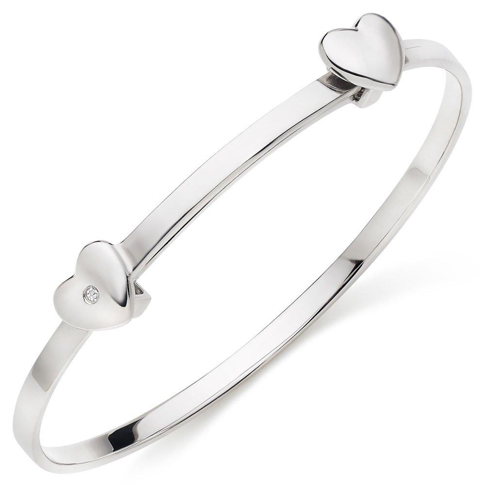 Beaverbrooks Mini B Silver Diamond Heart Bangle