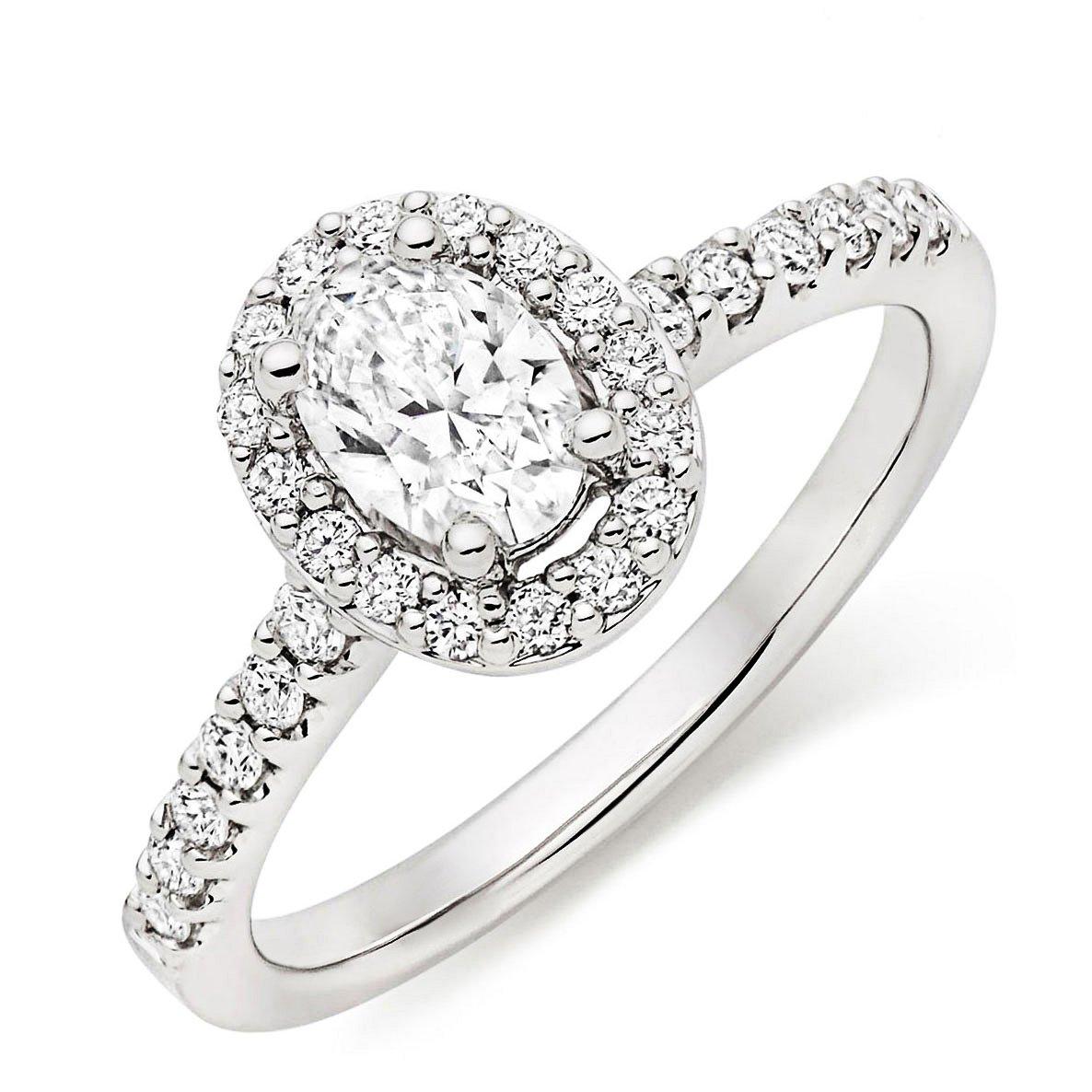Beaverbrooks Platinum Diamond Oval Cut Halo Ring