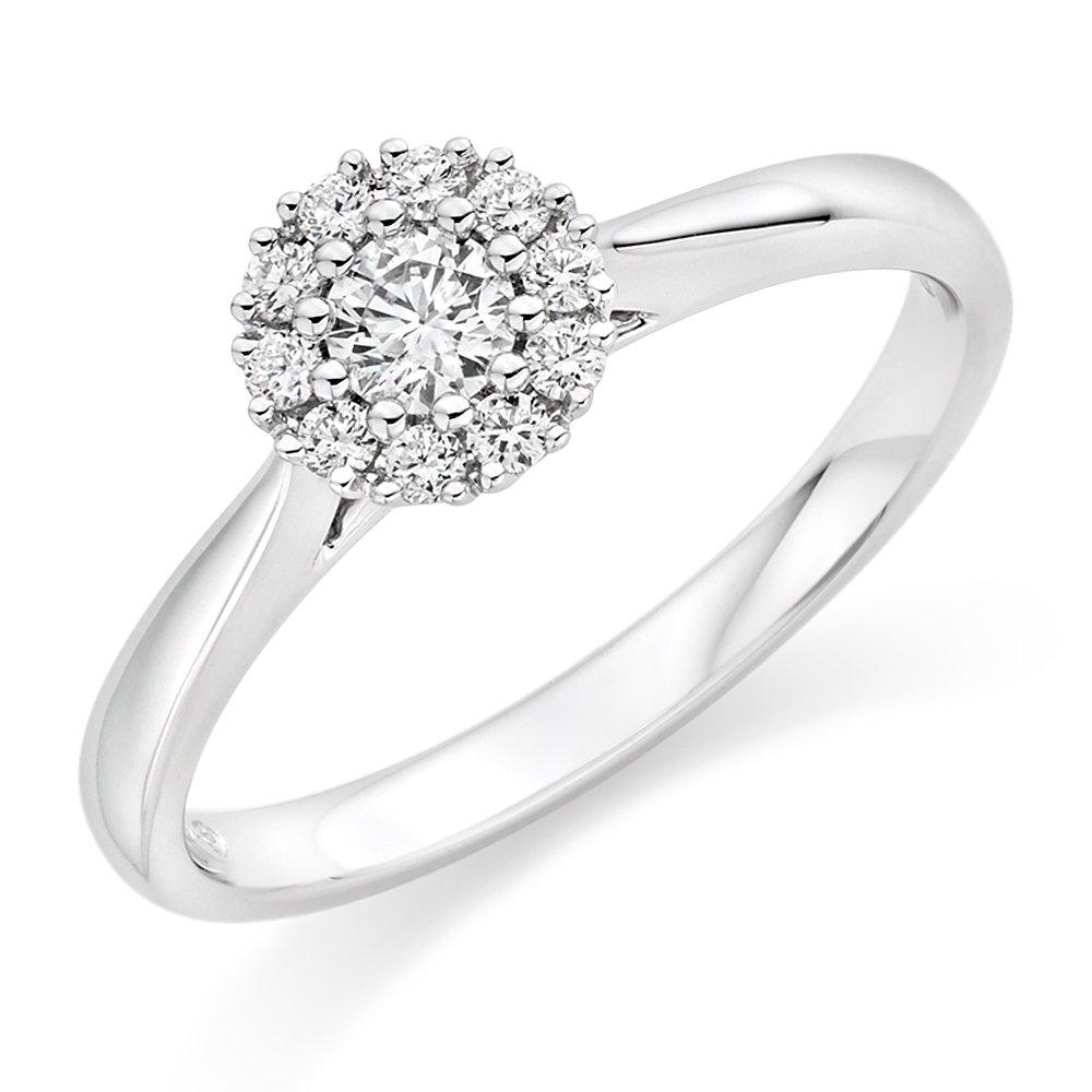 Beaverbrooks 18ct White Gold Diamond Cluster Engagement Ring