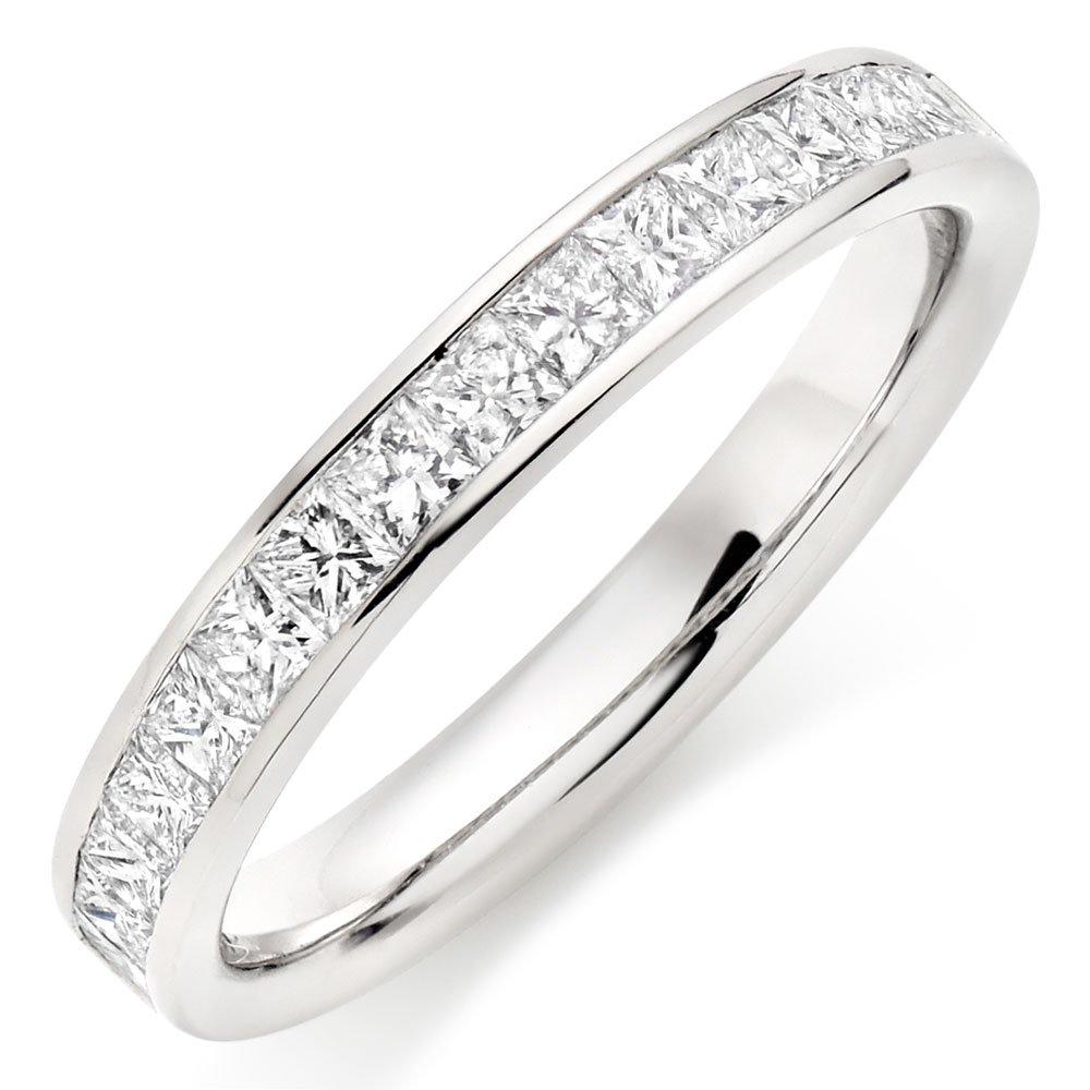 Beaverbrooks Platinum Diamond Princess Cut Half Eternity Ring