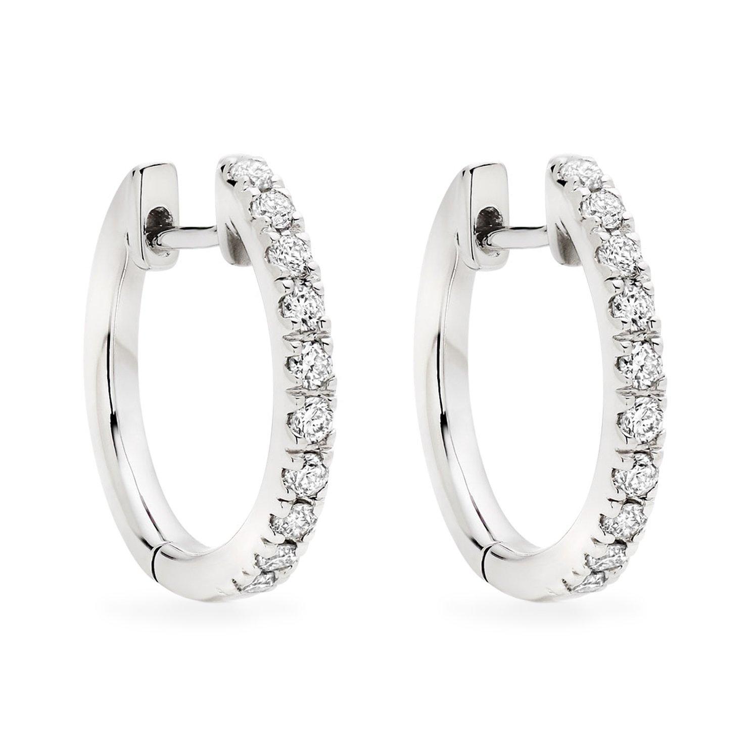 Beaverbrooks 9ct White Gold Diamond Hoop Earrings